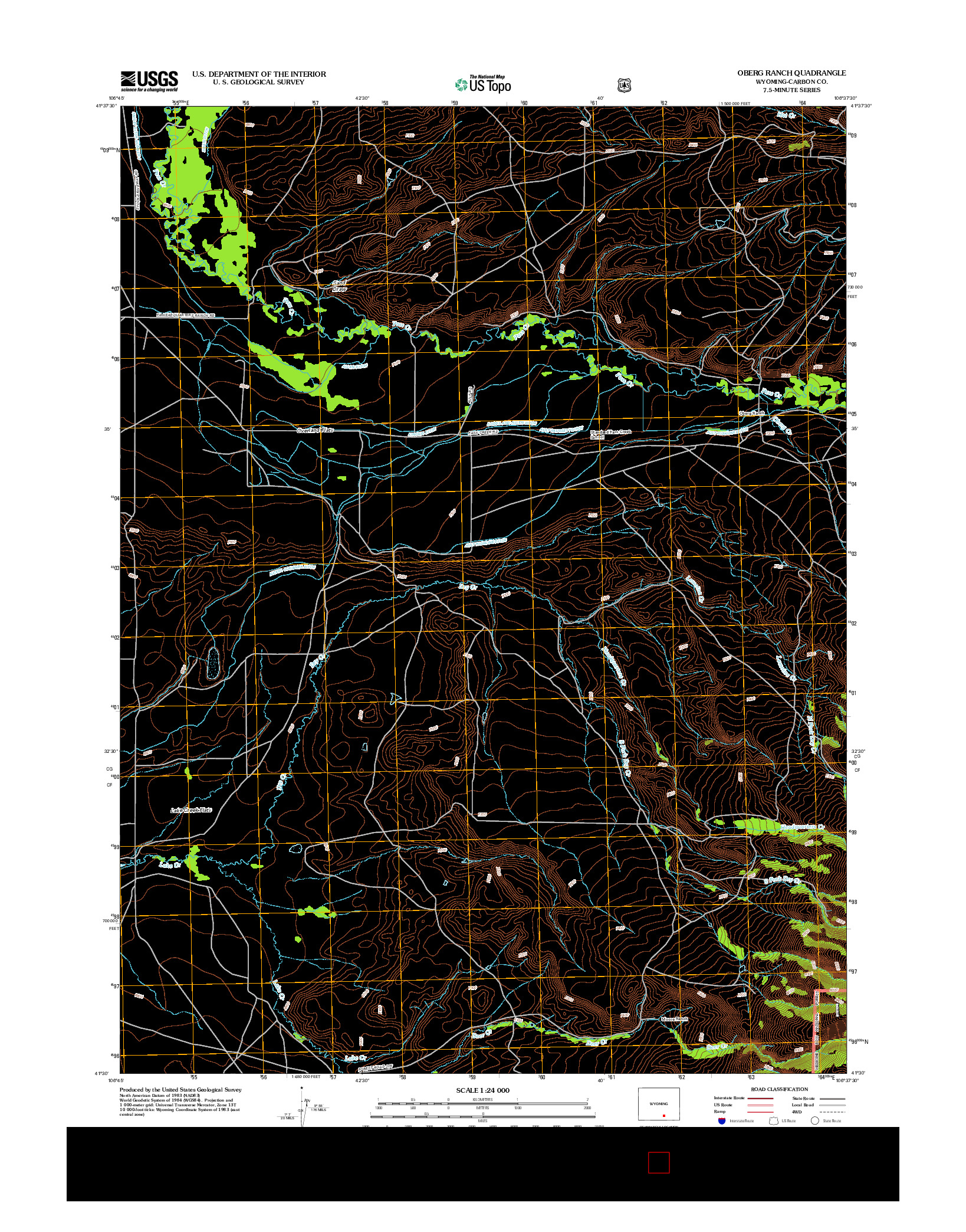 USGS US TOPO 7.5-MINUTE MAP FOR OBERG RANCH, WY 2012