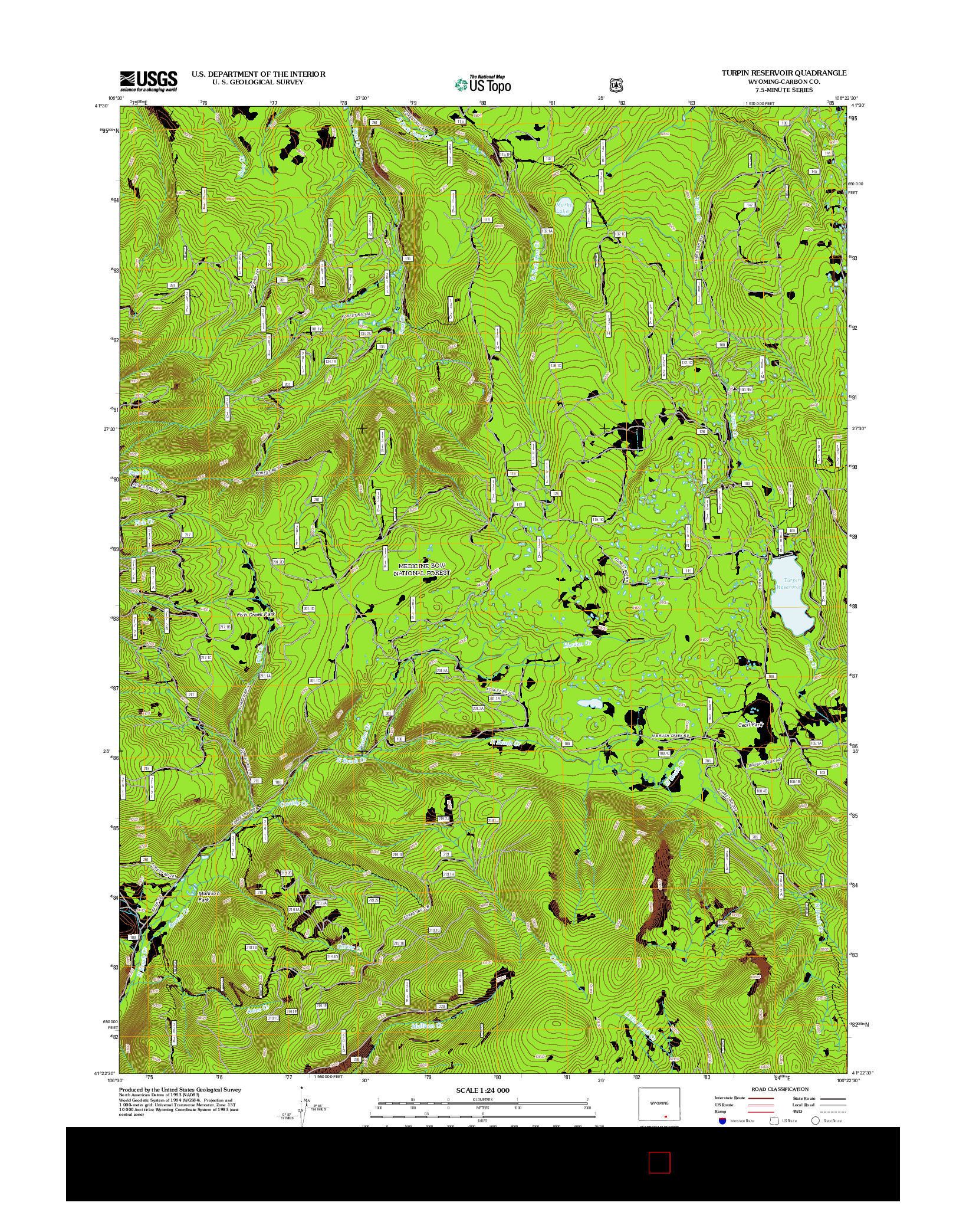 USGS US TOPO 7.5-MINUTE MAP FOR TURPIN RESERVOIR, WY 2012