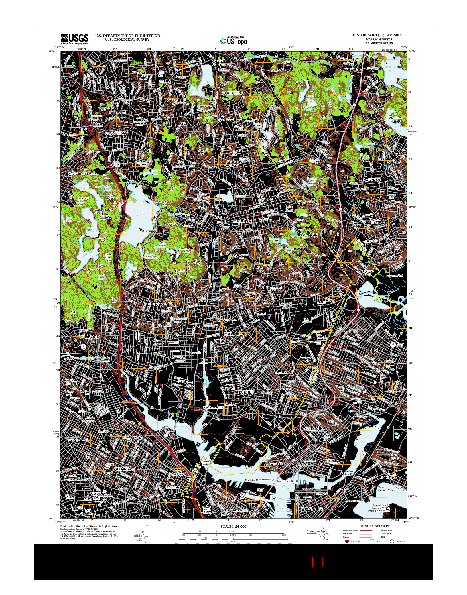 USGS US TOPO 7.5-MINUTE MAP FOR BOSTON NORTH, MA 2012