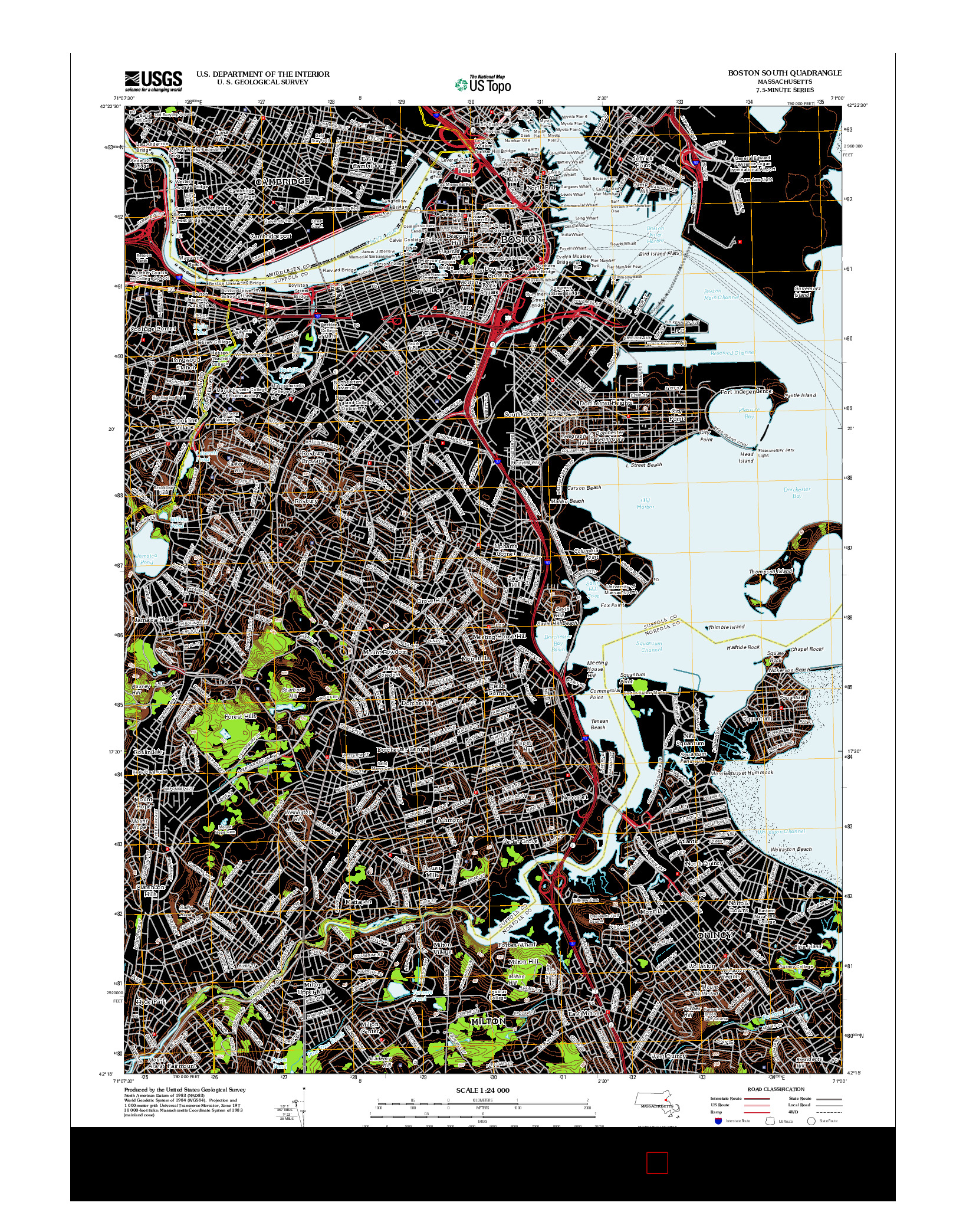 USGS US TOPO 7.5-MINUTE MAP FOR BOSTON SOUTH, MA 2012