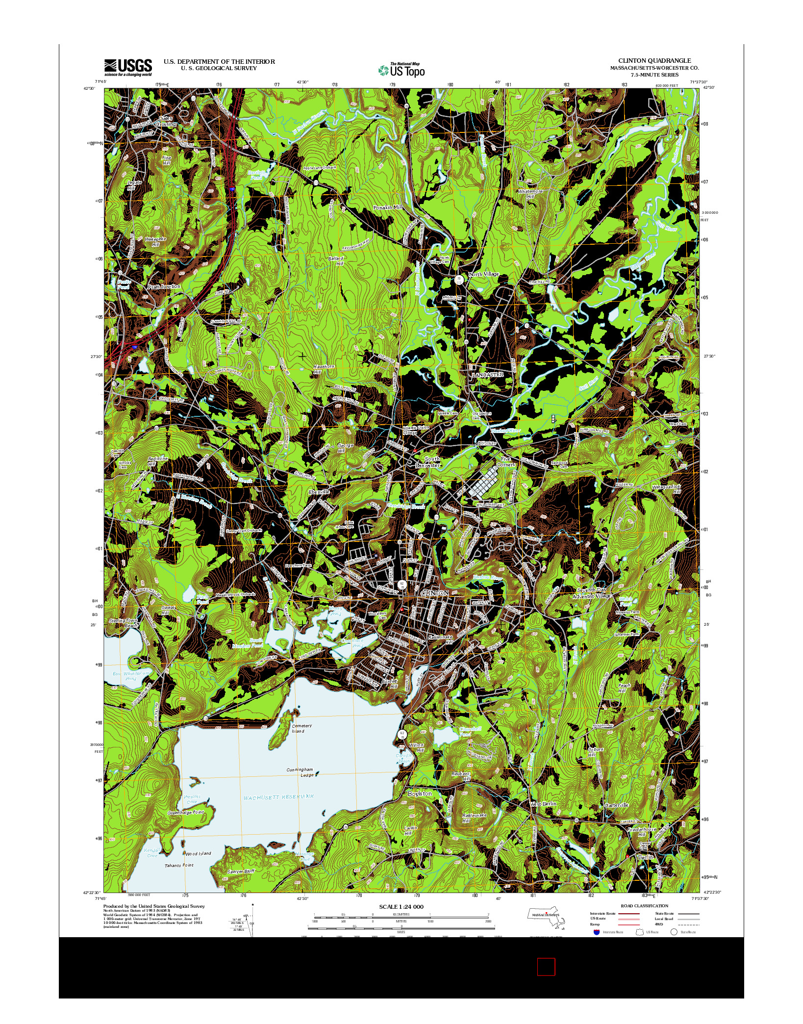 USGS US TOPO 7.5-MINUTE MAP FOR CLINTON, MA 2012