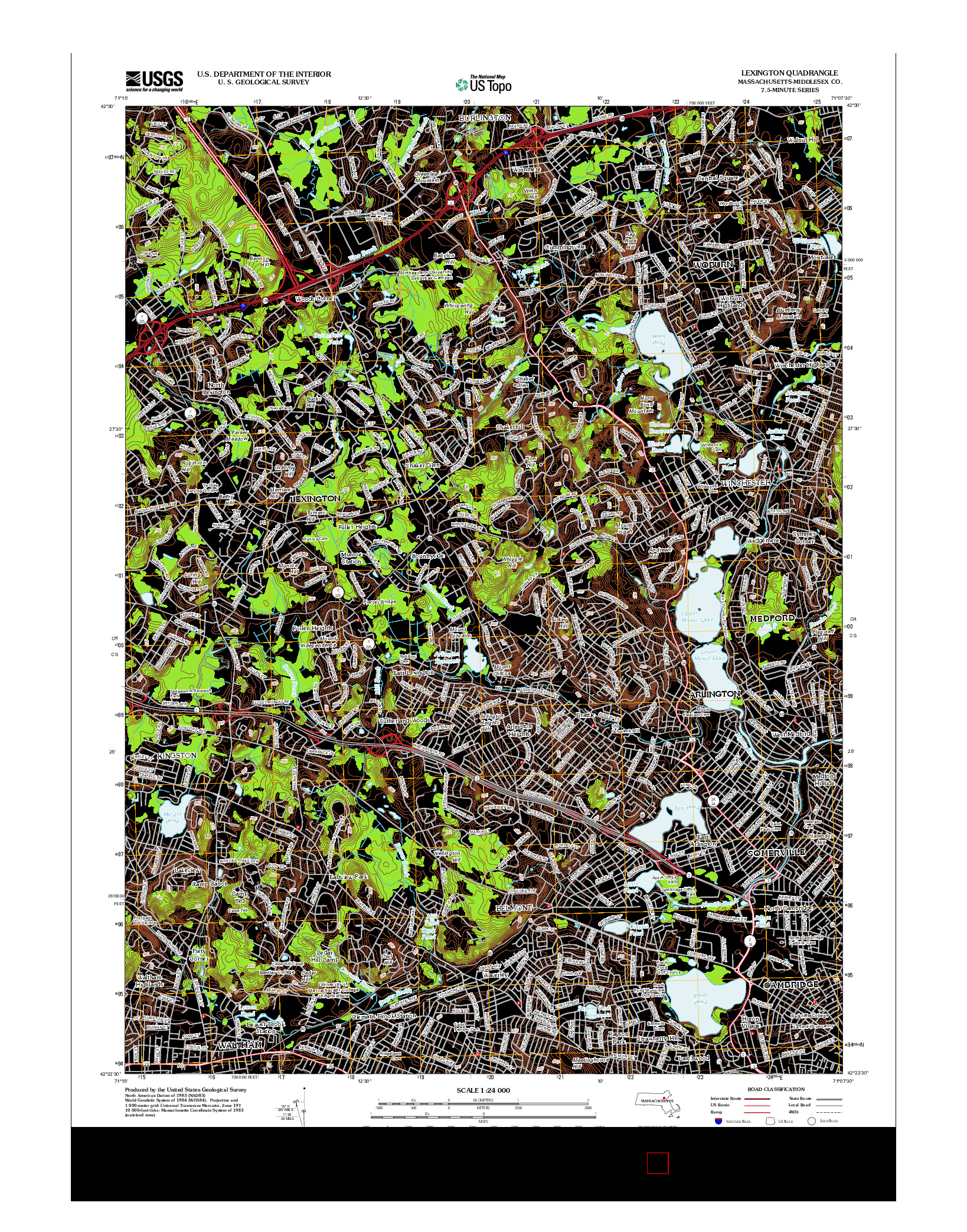 USGS US TOPO 7.5-MINUTE MAP FOR LEXINGTON, MA 2012