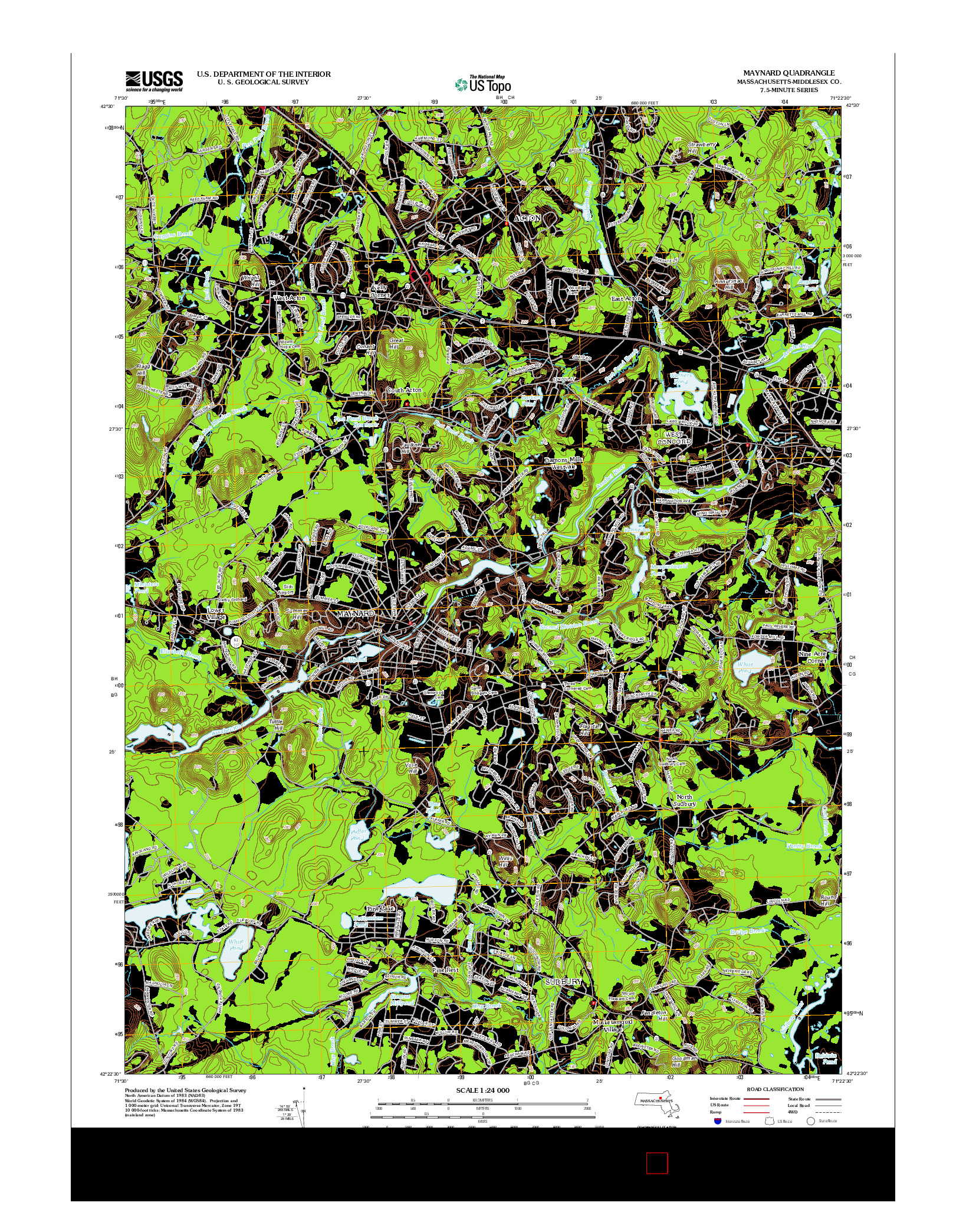 USGS US TOPO 7.5-MINUTE MAP FOR MAYNARD, MA 2012