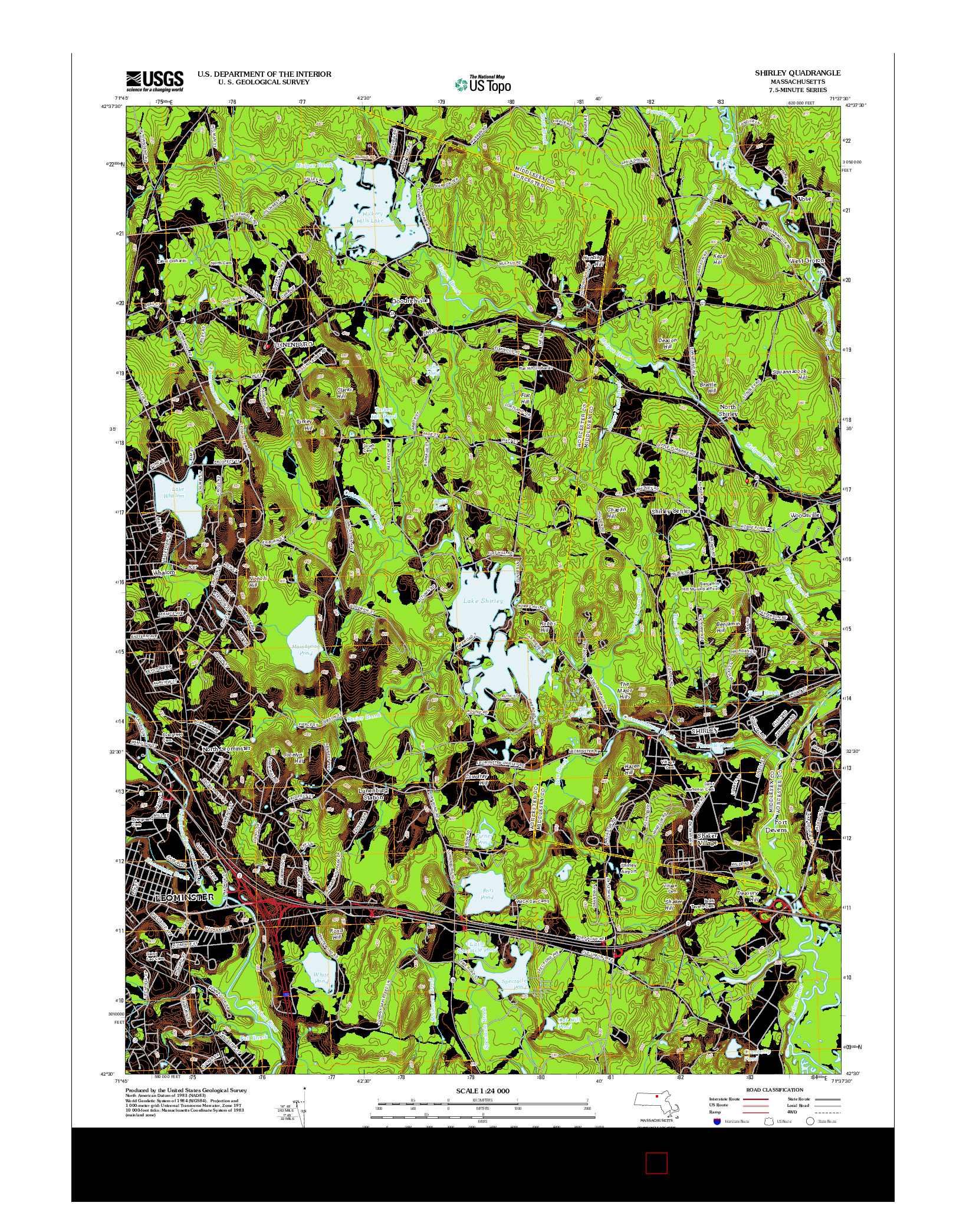 USGS US TOPO 7.5-MINUTE MAP FOR SHIRLEY, MA 2012