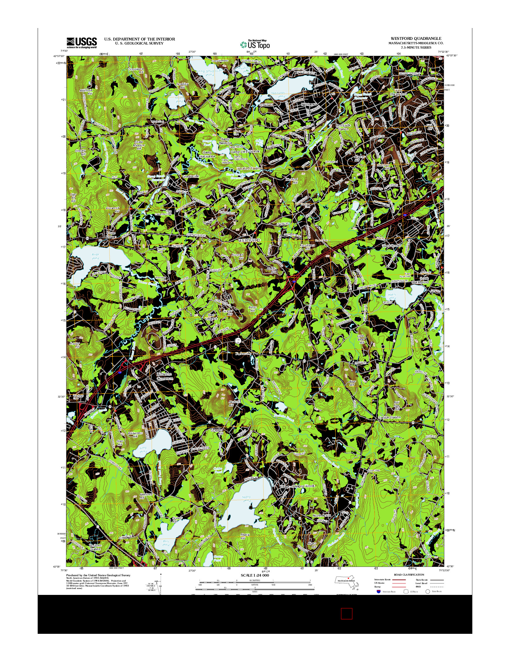 USGS US TOPO 7.5-MINUTE MAP FOR WESTFORD, MA 2012