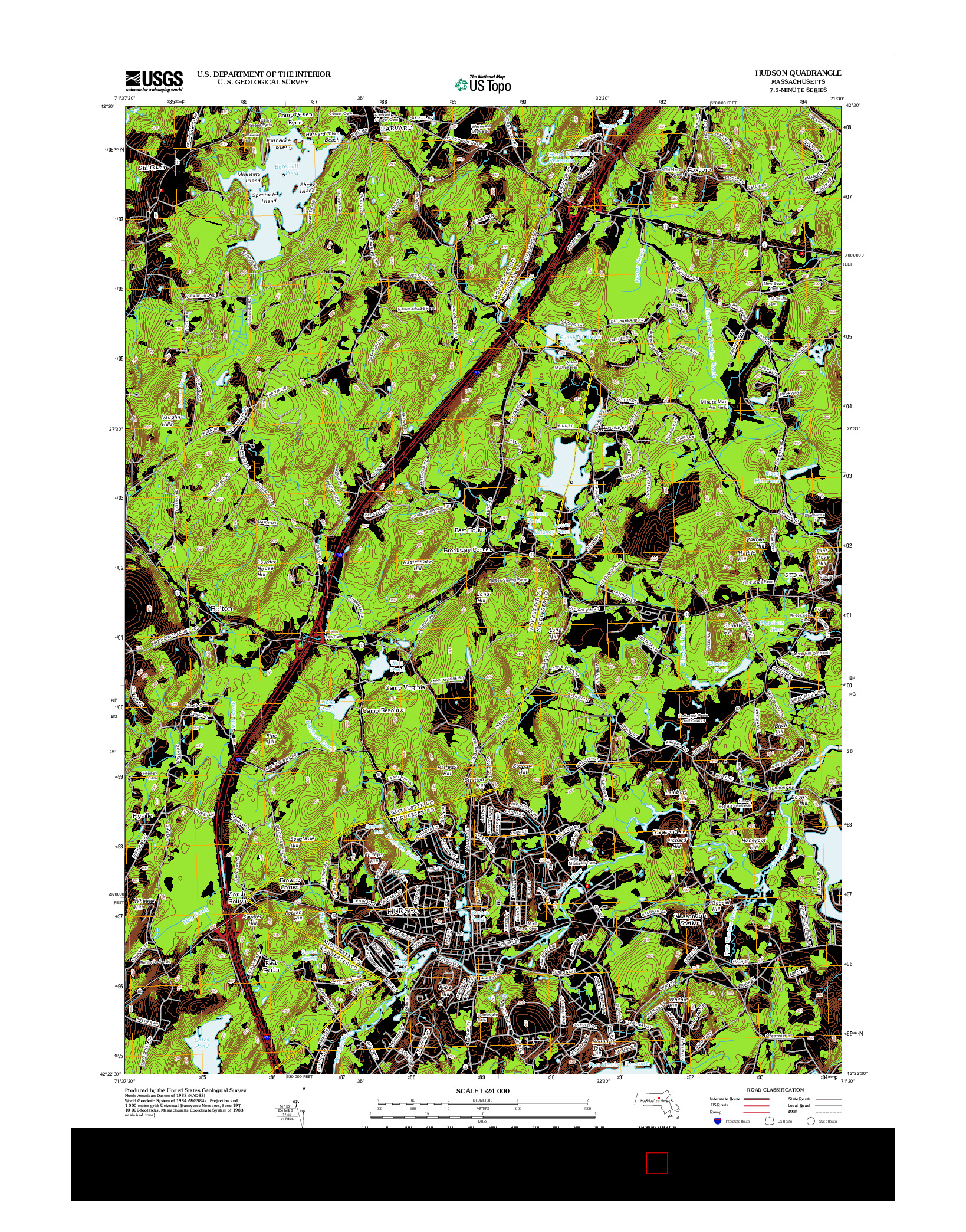 USGS US TOPO 7.5-MINUTE MAP FOR HUDSON, MA 2012