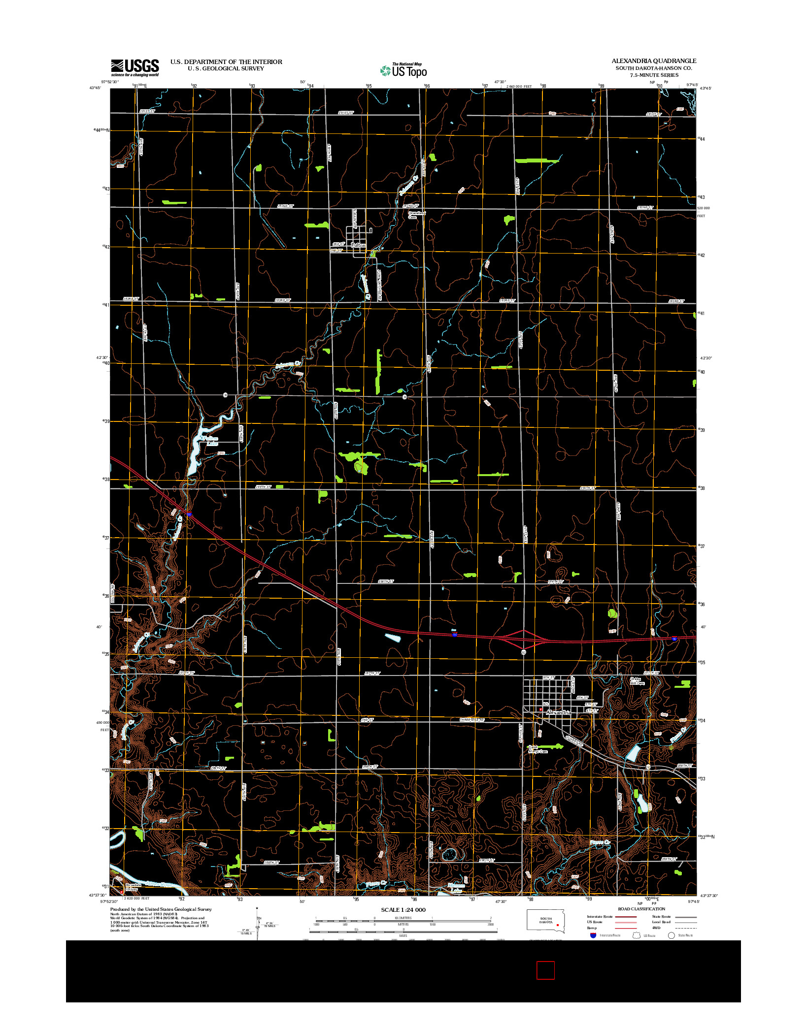 USGS US TOPO 7.5-MINUTE MAP FOR ALEXANDRIA, SD 2012