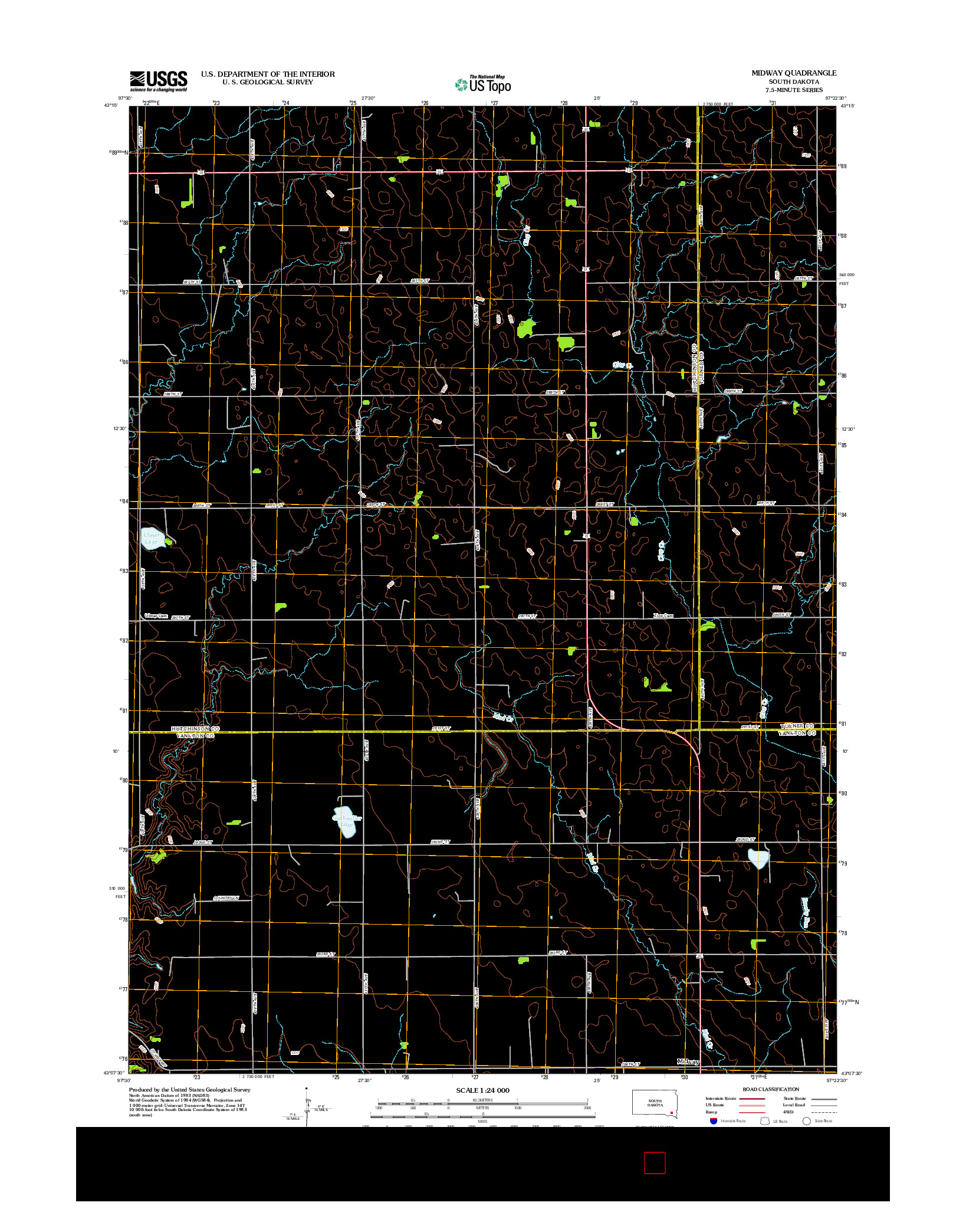 USGS US TOPO 7.5-MINUTE MAP FOR MIDWAY, SD 2012