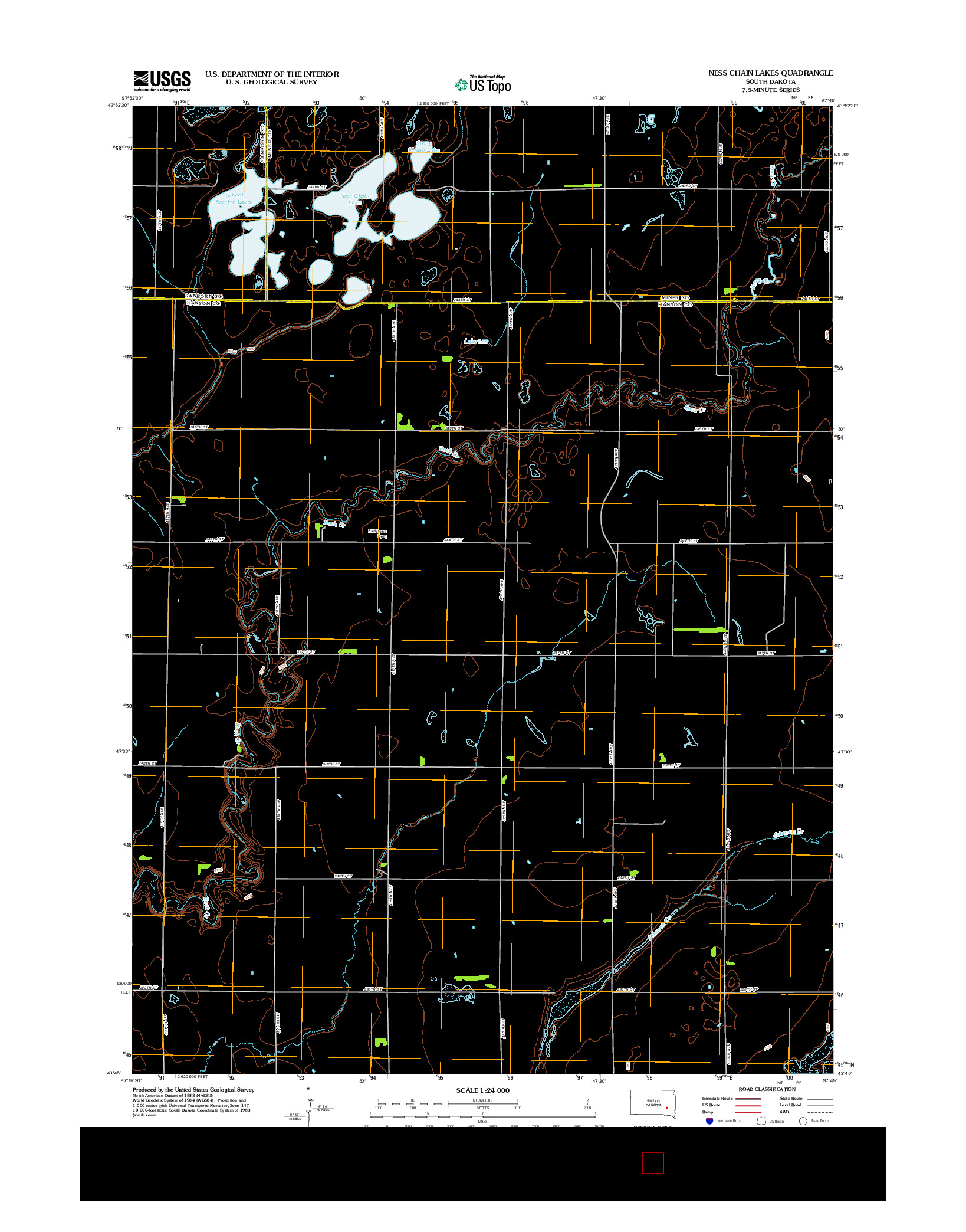 USGS US TOPO 7.5-MINUTE MAP FOR NESS CHAIN LAKES, SD 2012