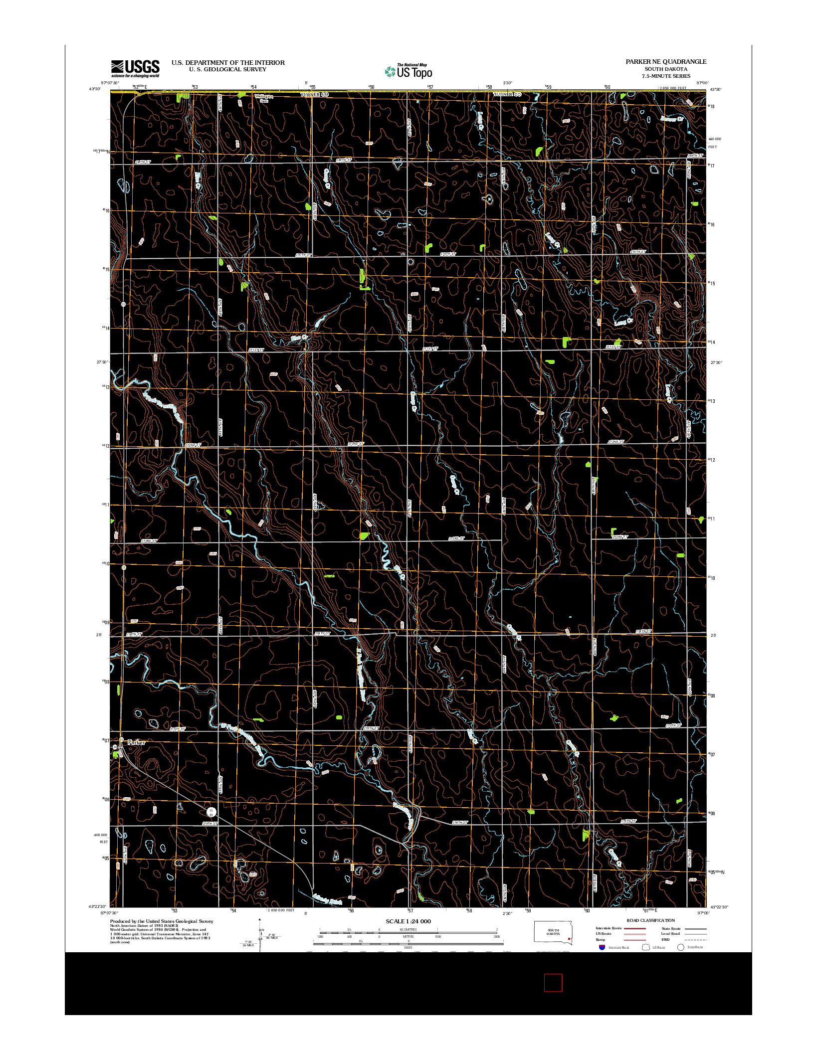 USGS US TOPO 7.5-MINUTE MAP FOR PARKER NE, SD 2012