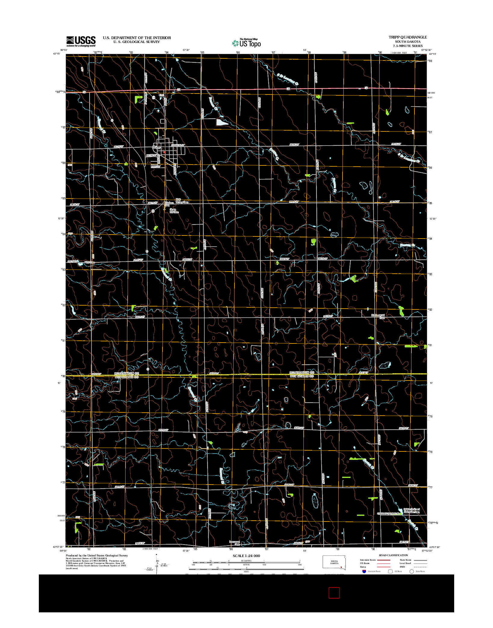 USGS US TOPO 7.5-MINUTE MAP FOR TRIPP, SD 2012