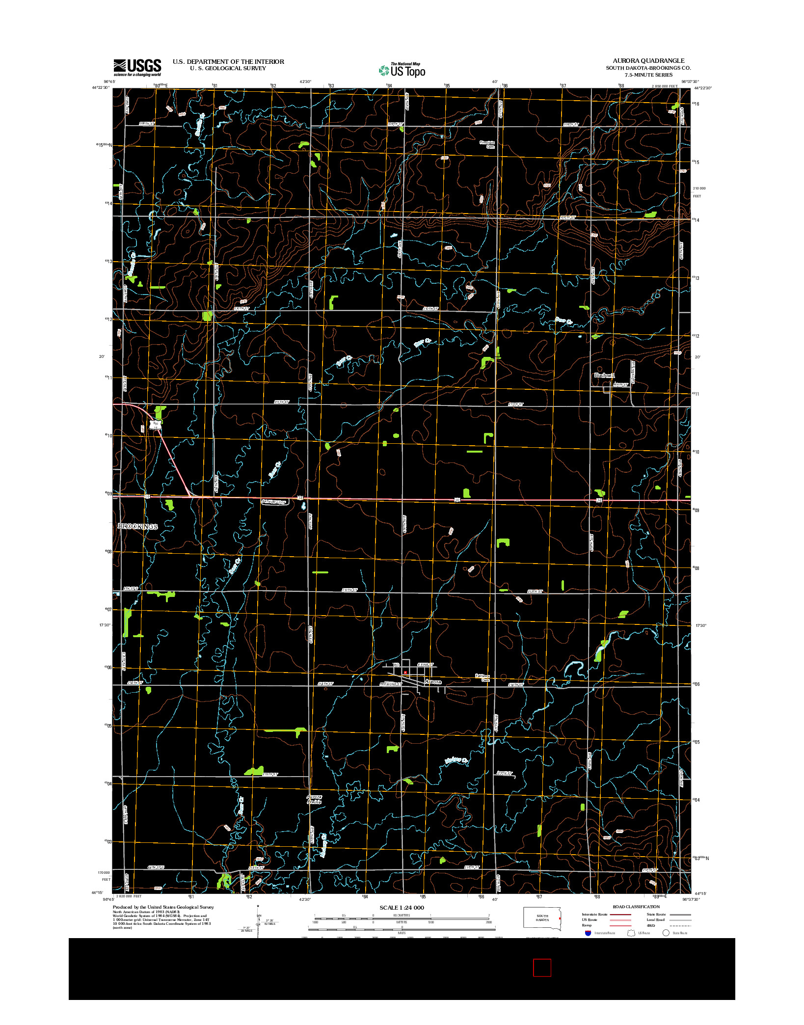 USGS US TOPO 7.5-MINUTE MAP FOR AURORA, SD 2012