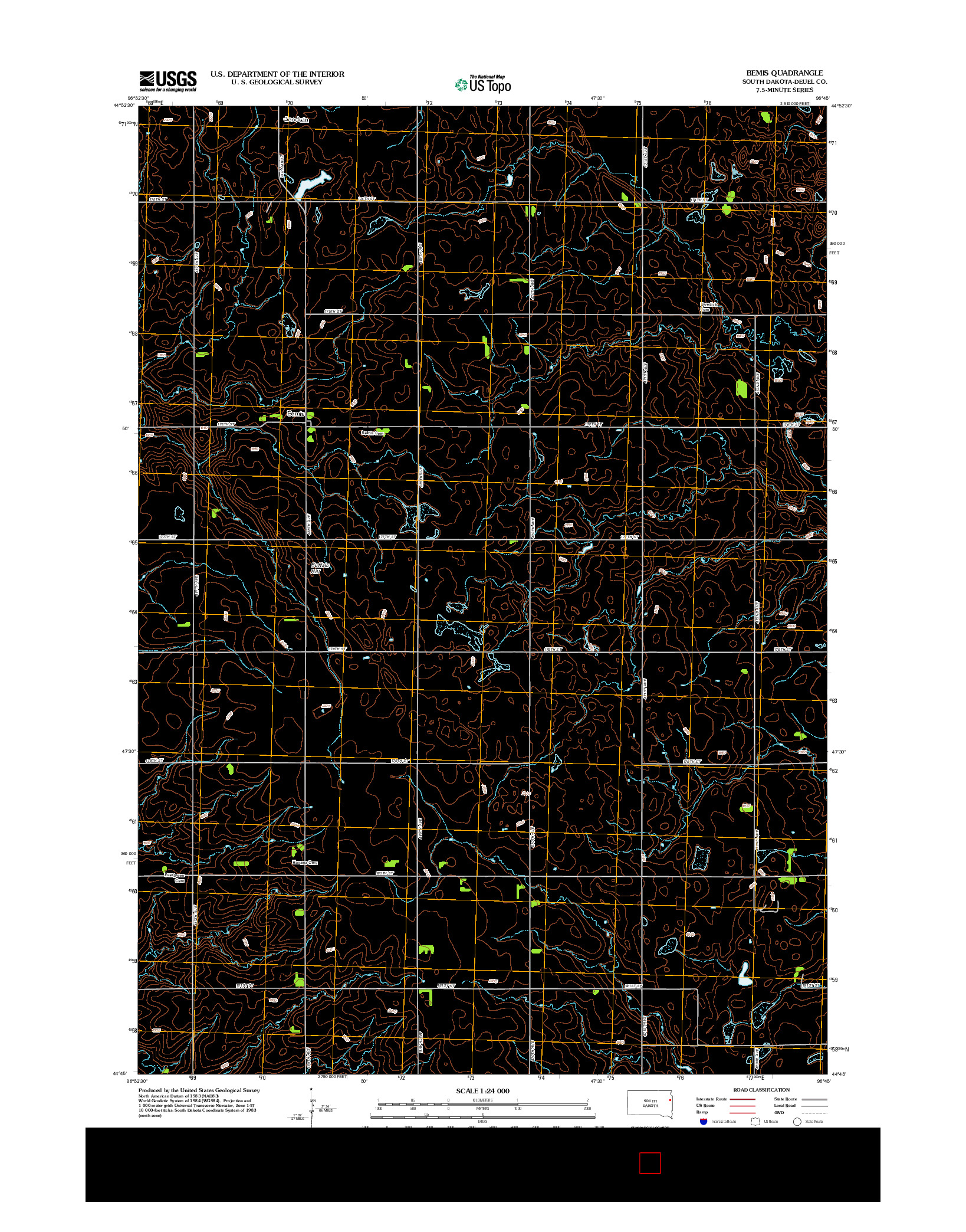 USGS US TOPO 7.5-MINUTE MAP FOR BEMIS, SD 2012