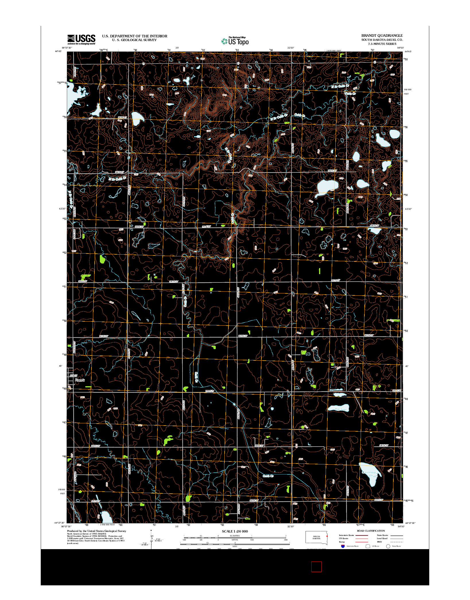 USGS US TOPO 7.5-MINUTE MAP FOR BRANDT, SD 2012