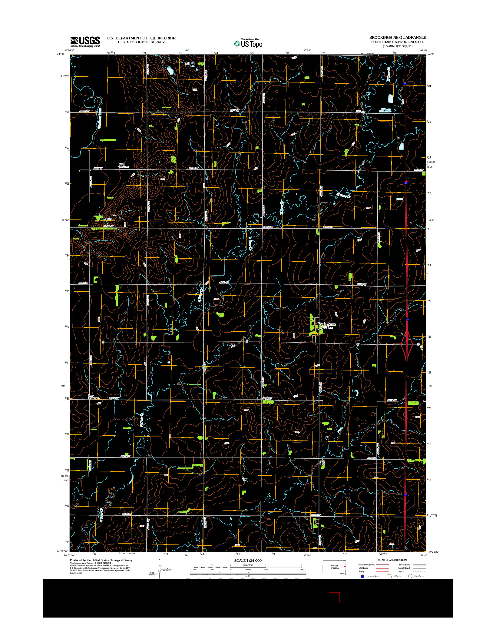 USGS US TOPO 7.5-MINUTE MAP FOR BROOKINGS NE, SD 2012