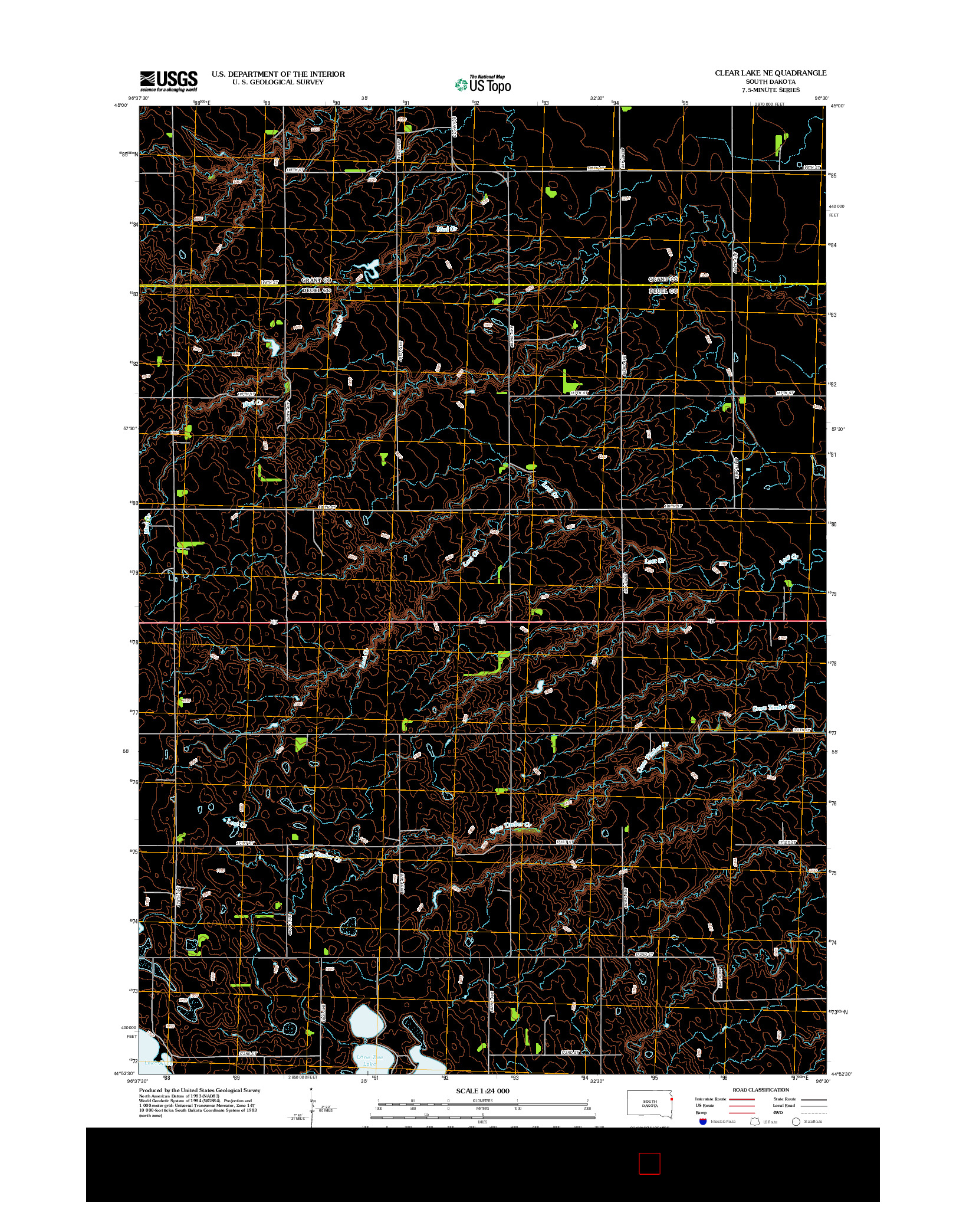 USGS US TOPO 7.5-MINUTE MAP FOR CLEAR LAKE NE, SD 2012