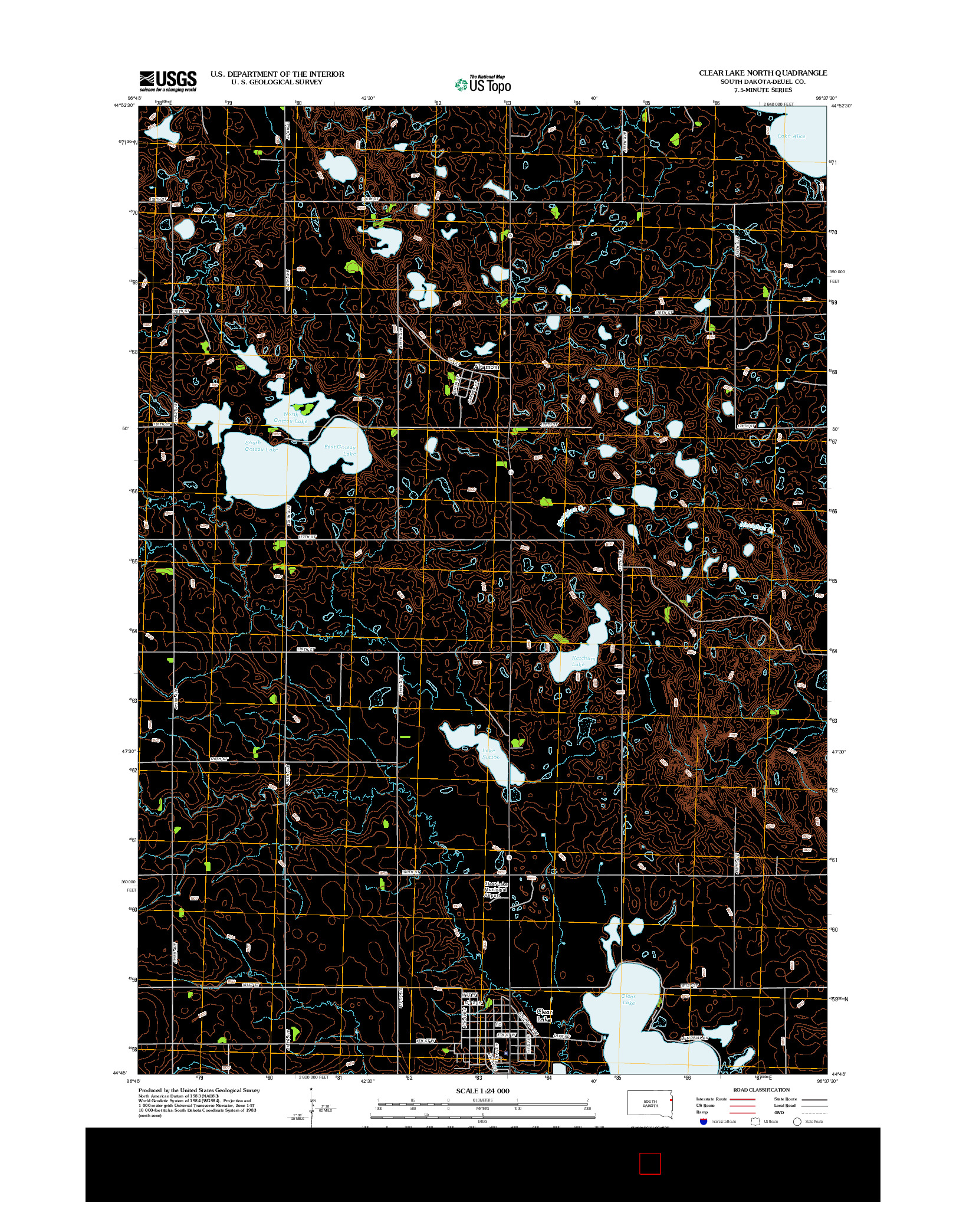 USGS US TOPO 7.5-MINUTE MAP FOR CLEAR LAKE NORTH, SD 2012