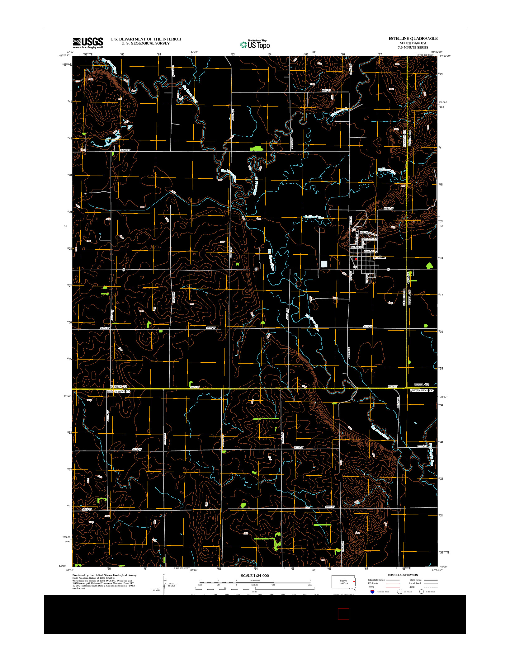 USGS US TOPO 7.5-MINUTE MAP FOR ESTELLINE, SD 2012