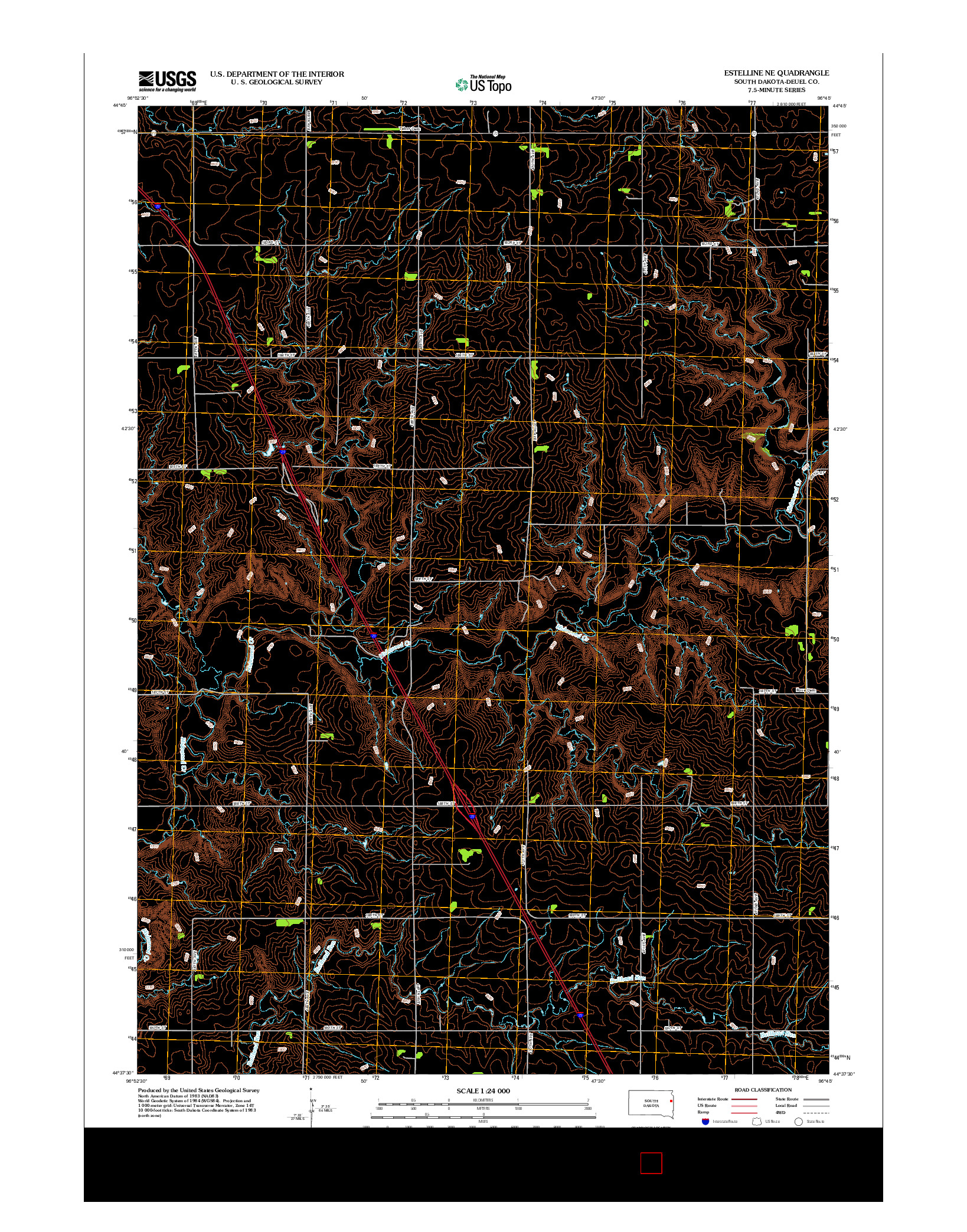 USGS US TOPO 7.5-MINUTE MAP FOR ESTELLINE NE, SD 2012