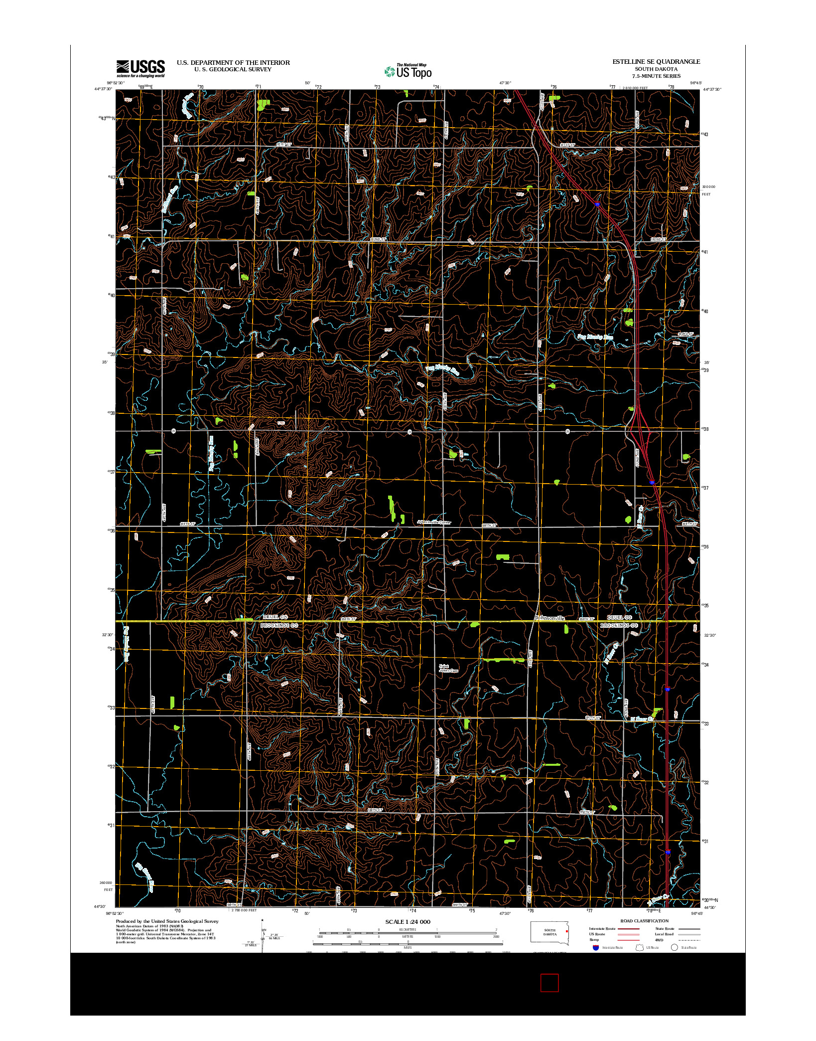 USGS US TOPO 7.5-MINUTE MAP FOR ESTELLINE SE, SD 2012