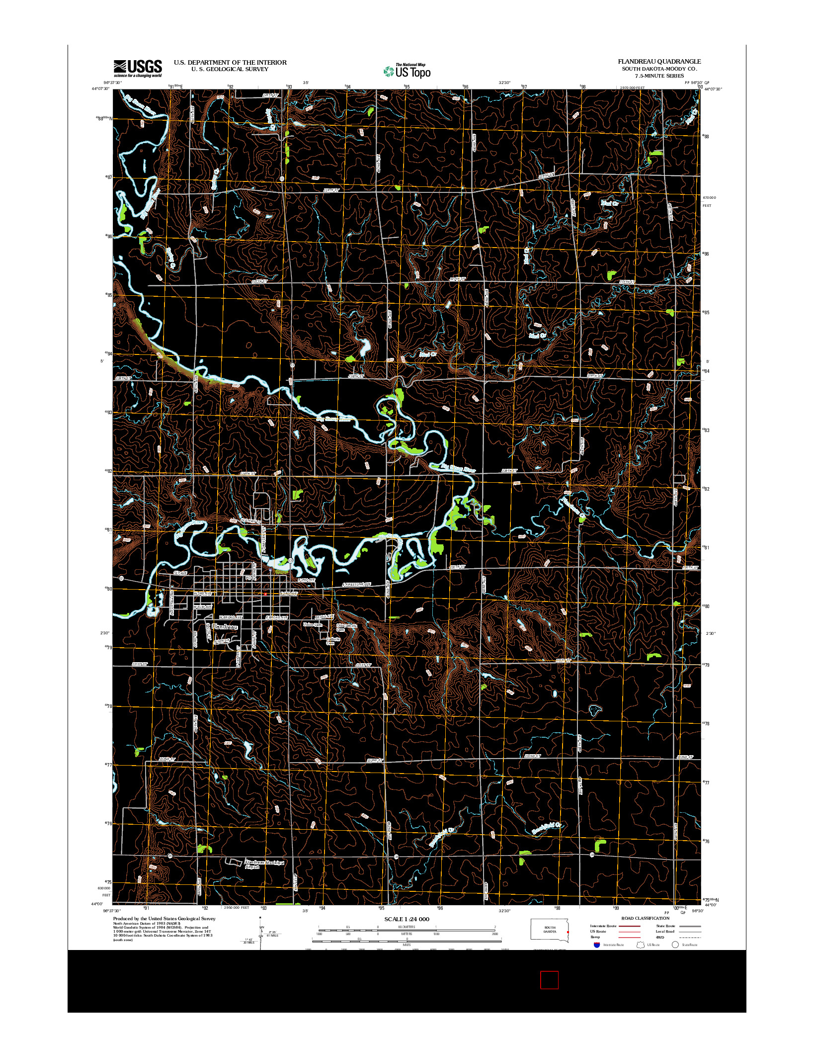 USGS US TOPO 7.5-MINUTE MAP FOR FLANDREAU, SD 2012