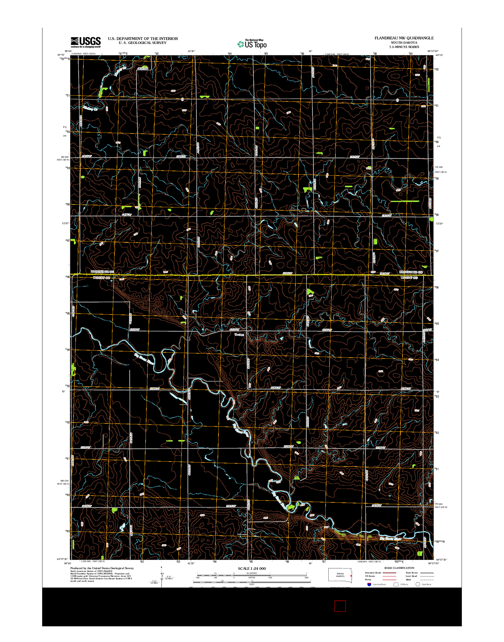 USGS US TOPO 7.5-MINUTE MAP FOR FLANDREAU NW, SD 2012