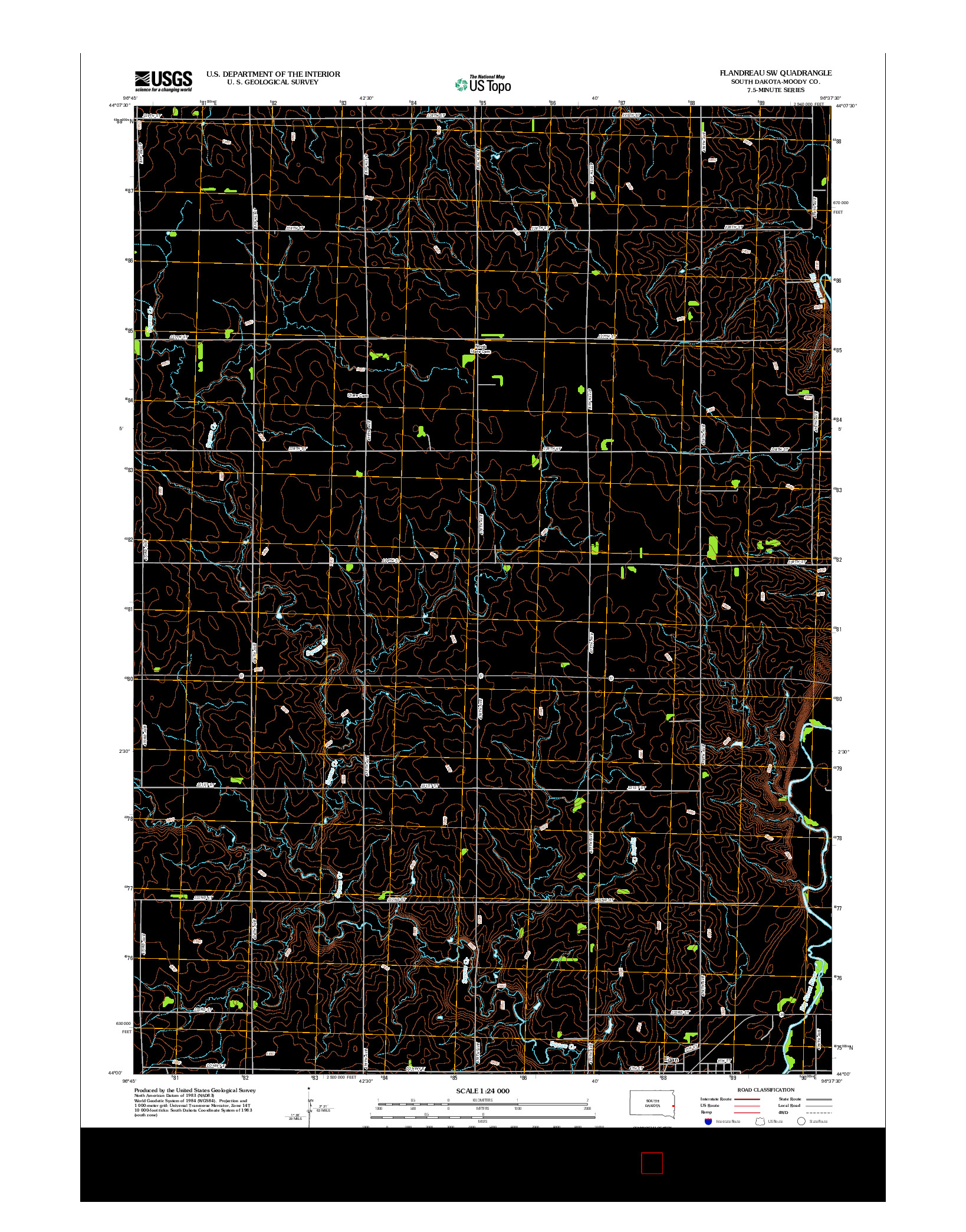 USGS US TOPO 7.5-MINUTE MAP FOR FLANDREAU SW, SD 2012