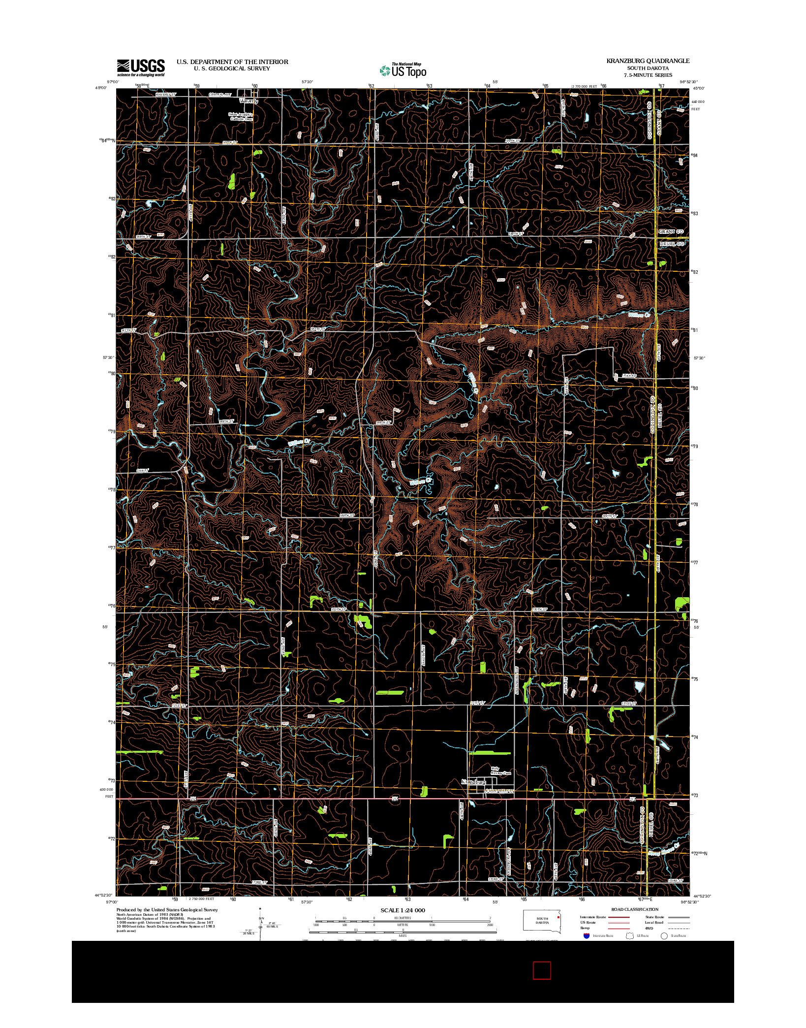 USGS US TOPO 7.5-MINUTE MAP FOR KRANZBURG, SD 2012