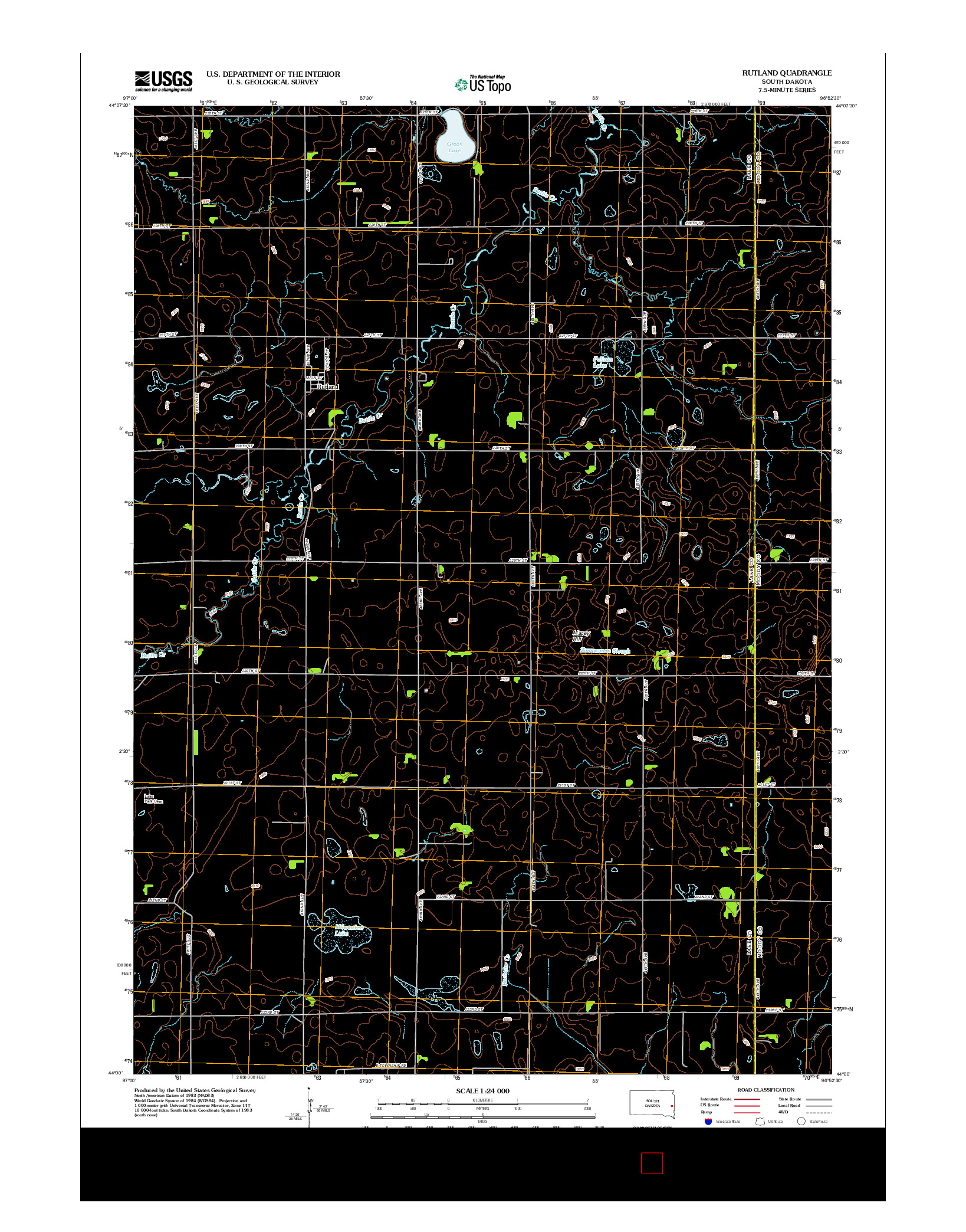 USGS US TOPO 7.5-MINUTE MAP FOR RUTLAND, SD 2012