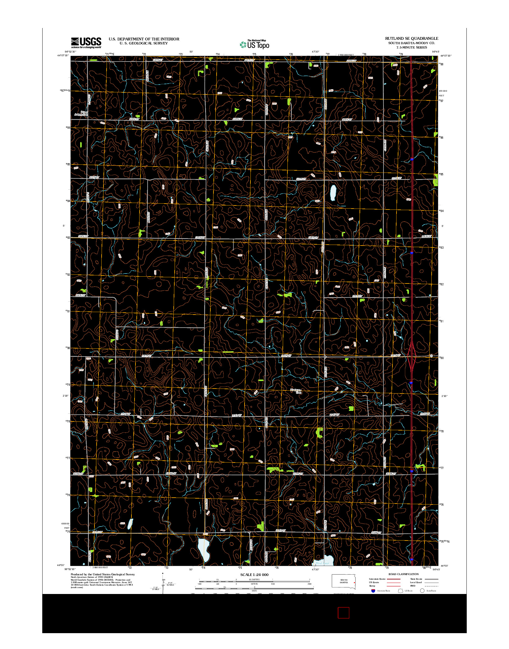 USGS US TOPO 7.5-MINUTE MAP FOR RUTLAND SE, SD 2012