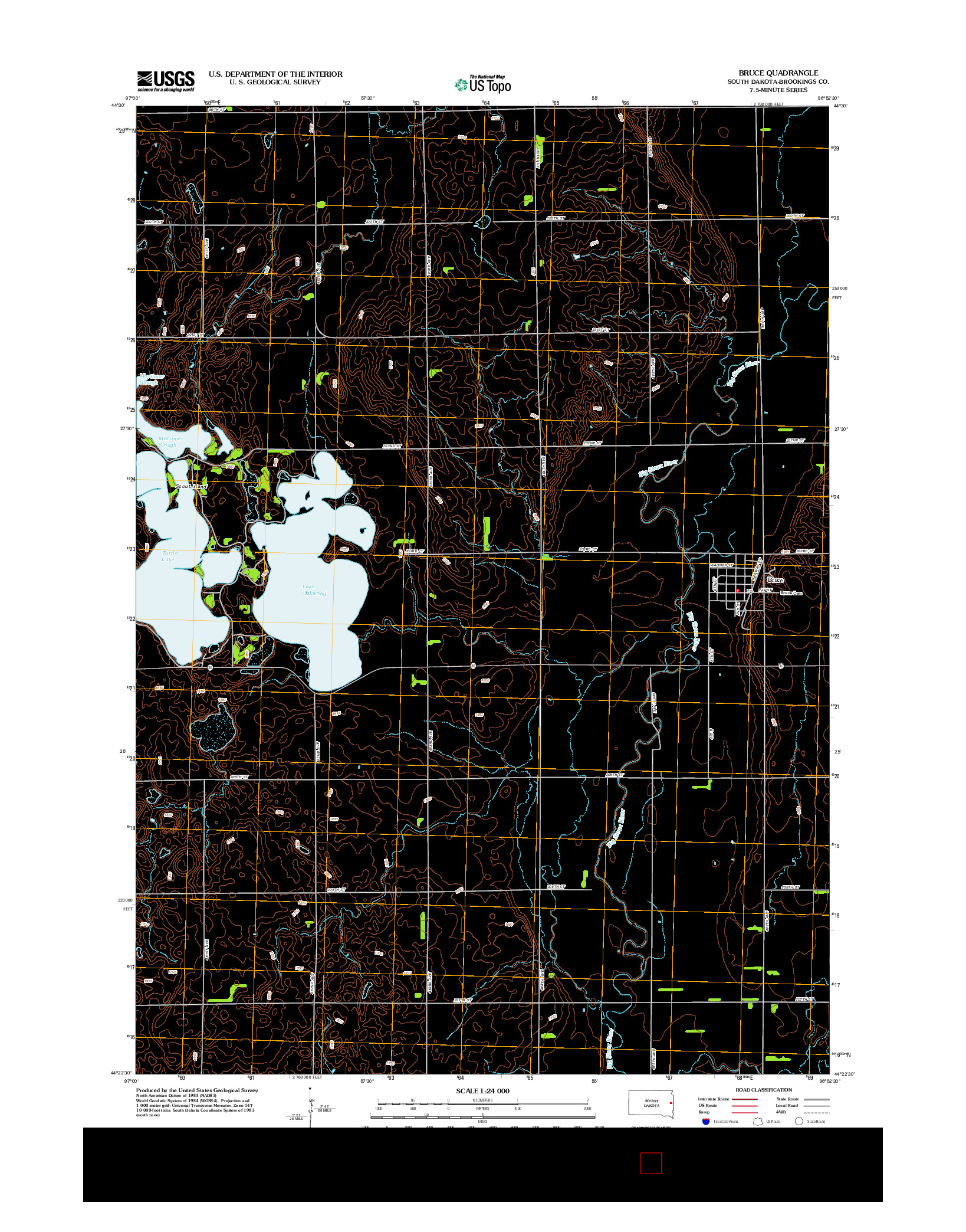 USGS US TOPO 7.5-MINUTE MAP FOR BRUCE, SD 2012