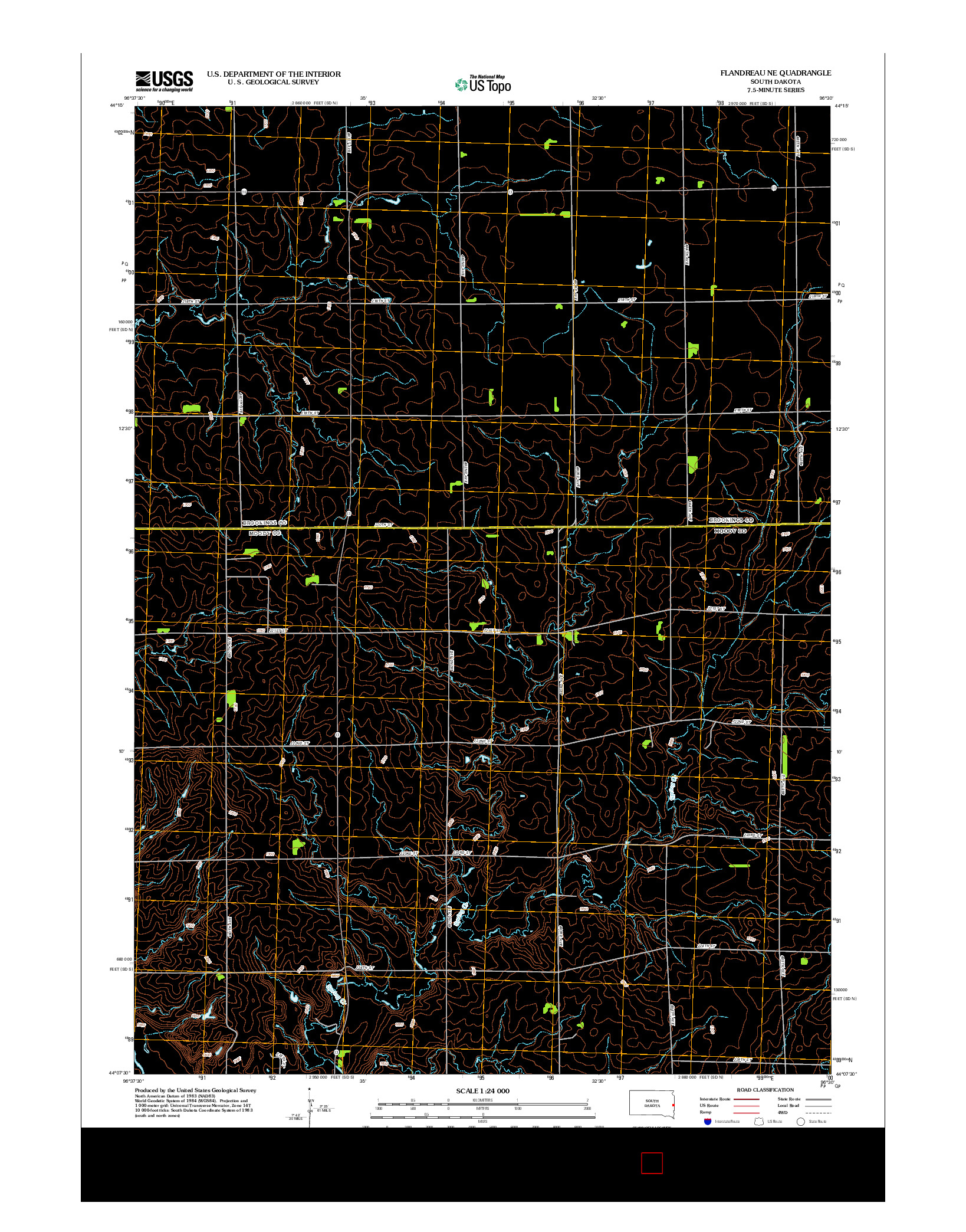 USGS US TOPO 7.5-MINUTE MAP FOR FLANDREAU NE, SD 2012