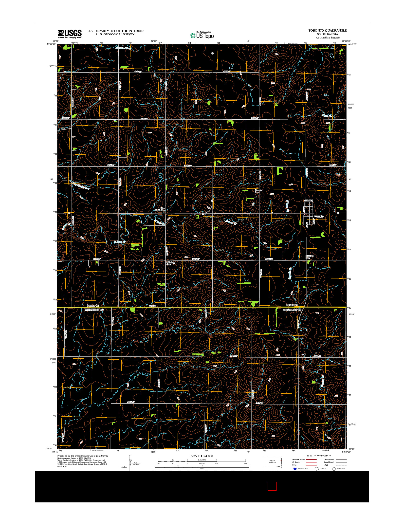 USGS US TOPO 7.5-MINUTE MAP FOR TORONTO, SD 2012