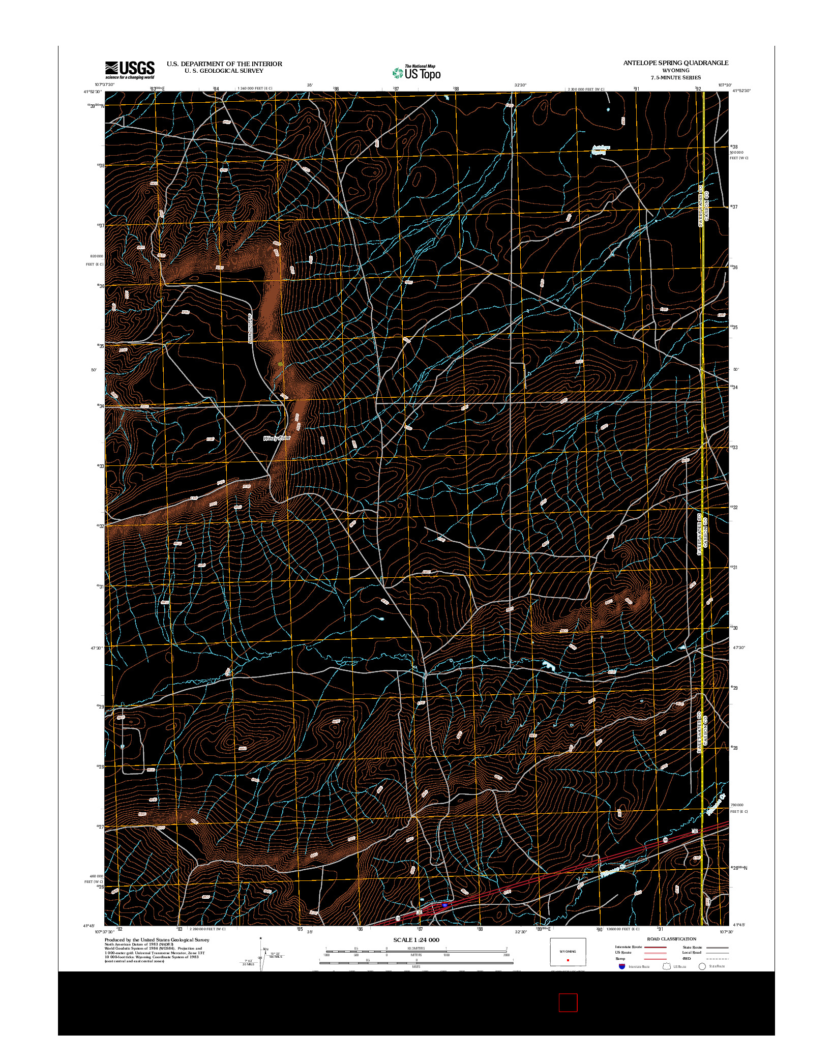 USGS US TOPO 7.5-MINUTE MAP FOR ANTELOPE SPRING, WY 2012