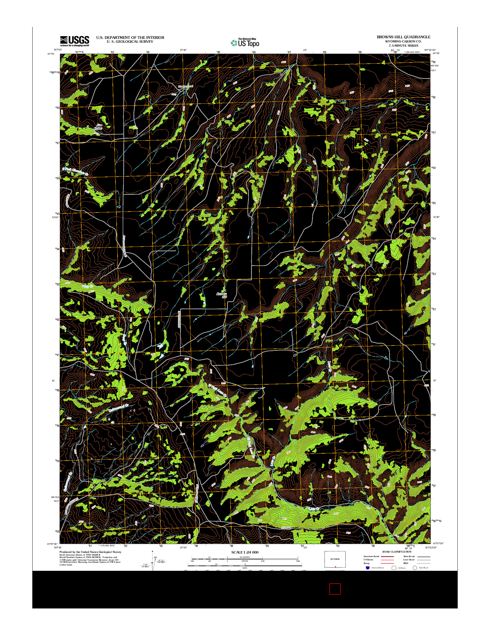 USGS US TOPO 7.5-MINUTE MAP FOR BROWNS HILL, WY 2012