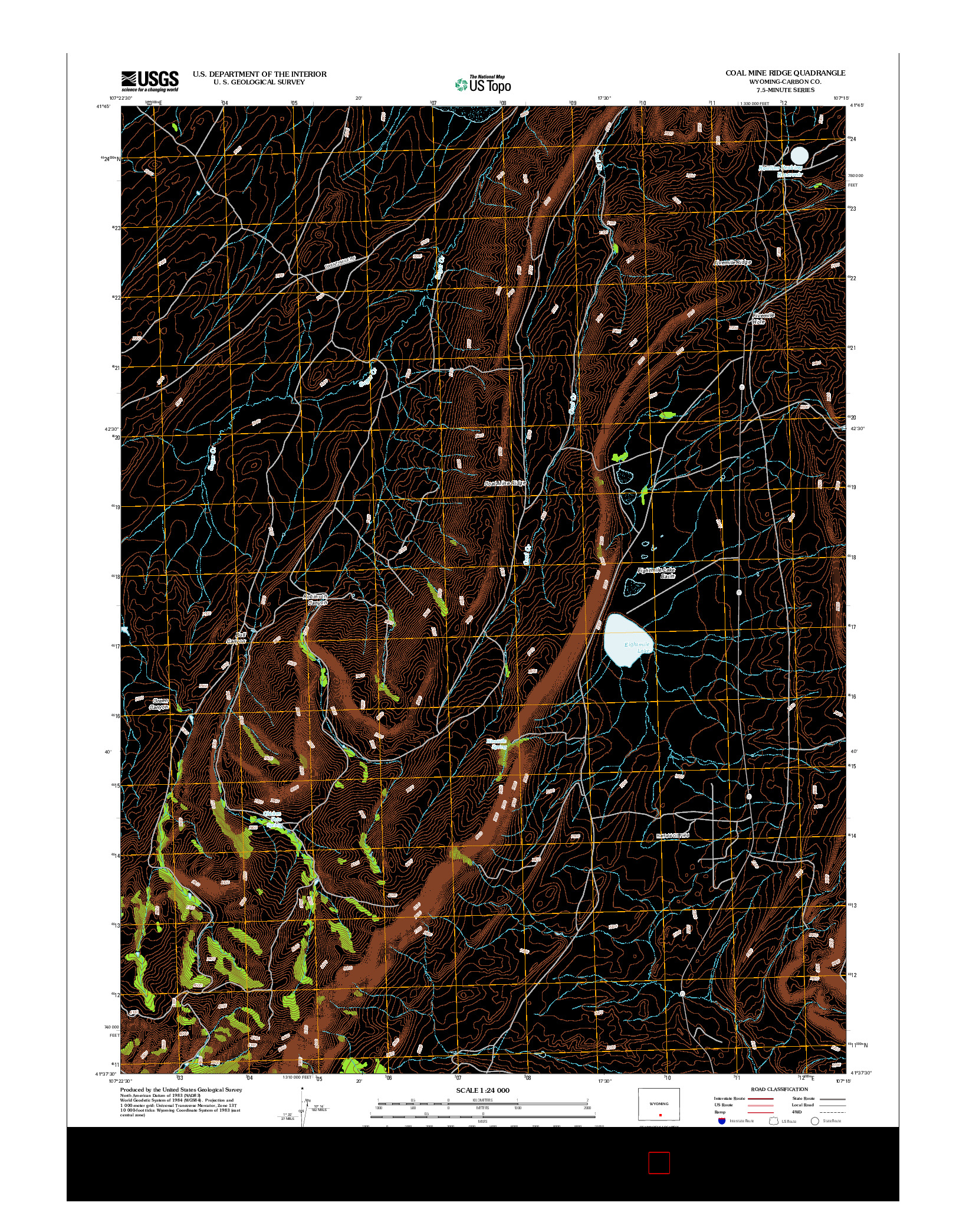USGS US TOPO 7.5-MINUTE MAP FOR COAL MINE RIDGE, WY 2012