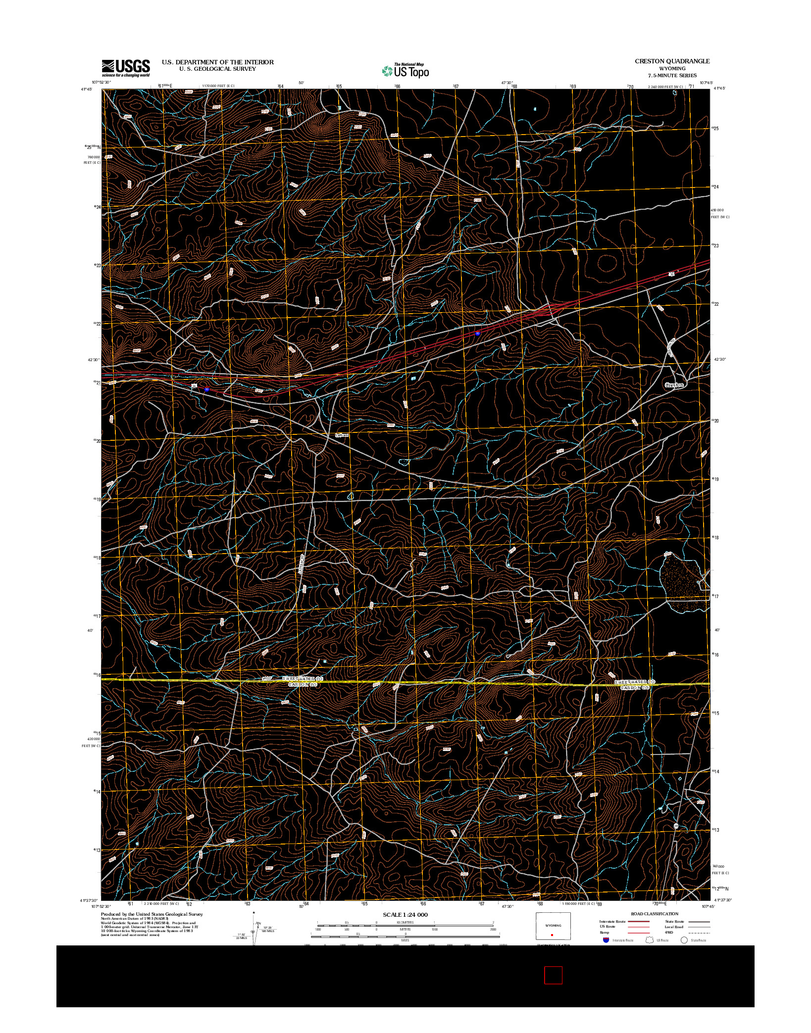 USGS US TOPO 7.5-MINUTE MAP FOR CRESTON, WY 2012