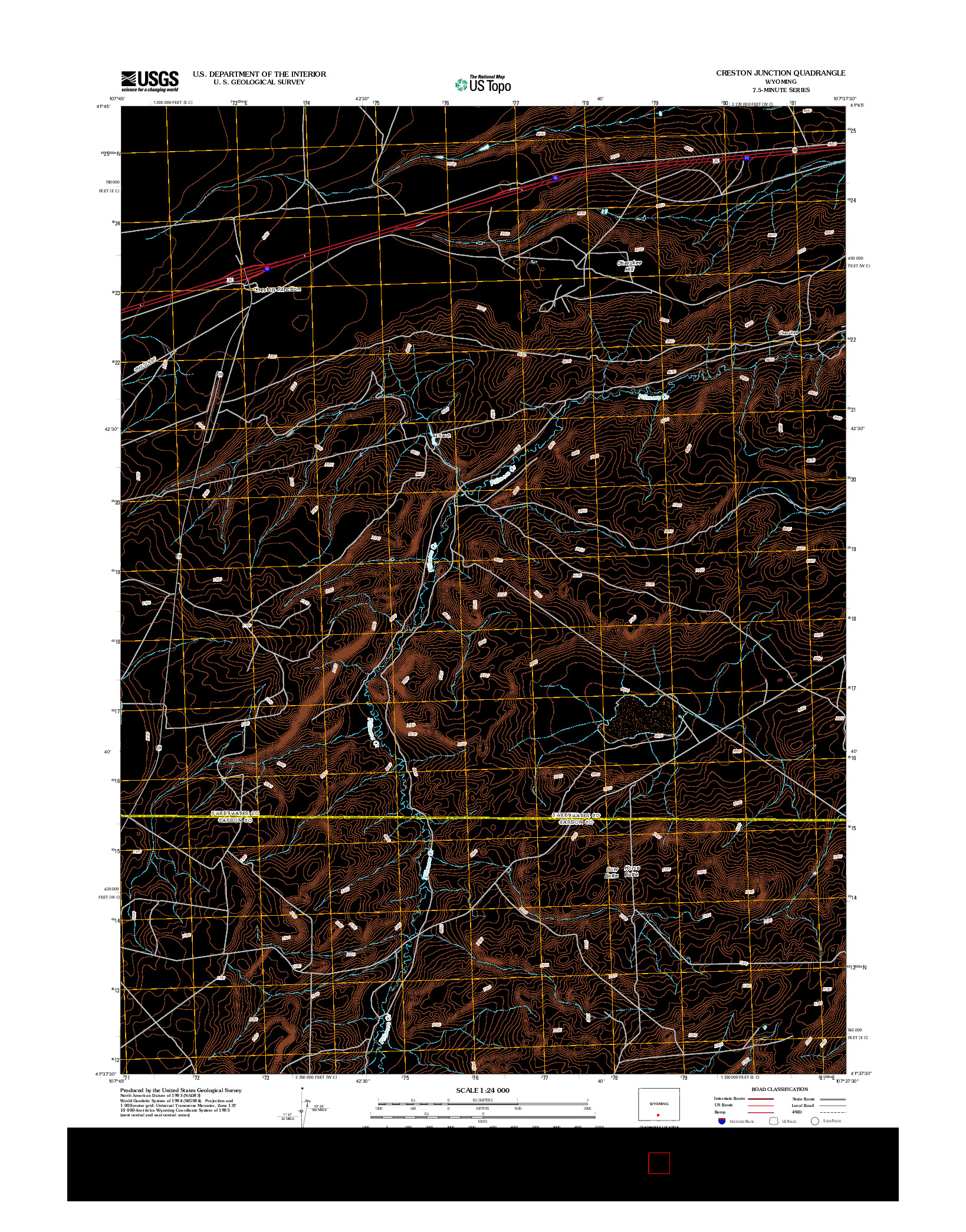 USGS US TOPO 7.5-MINUTE MAP FOR CRESTON JUNCTION, WY 2012