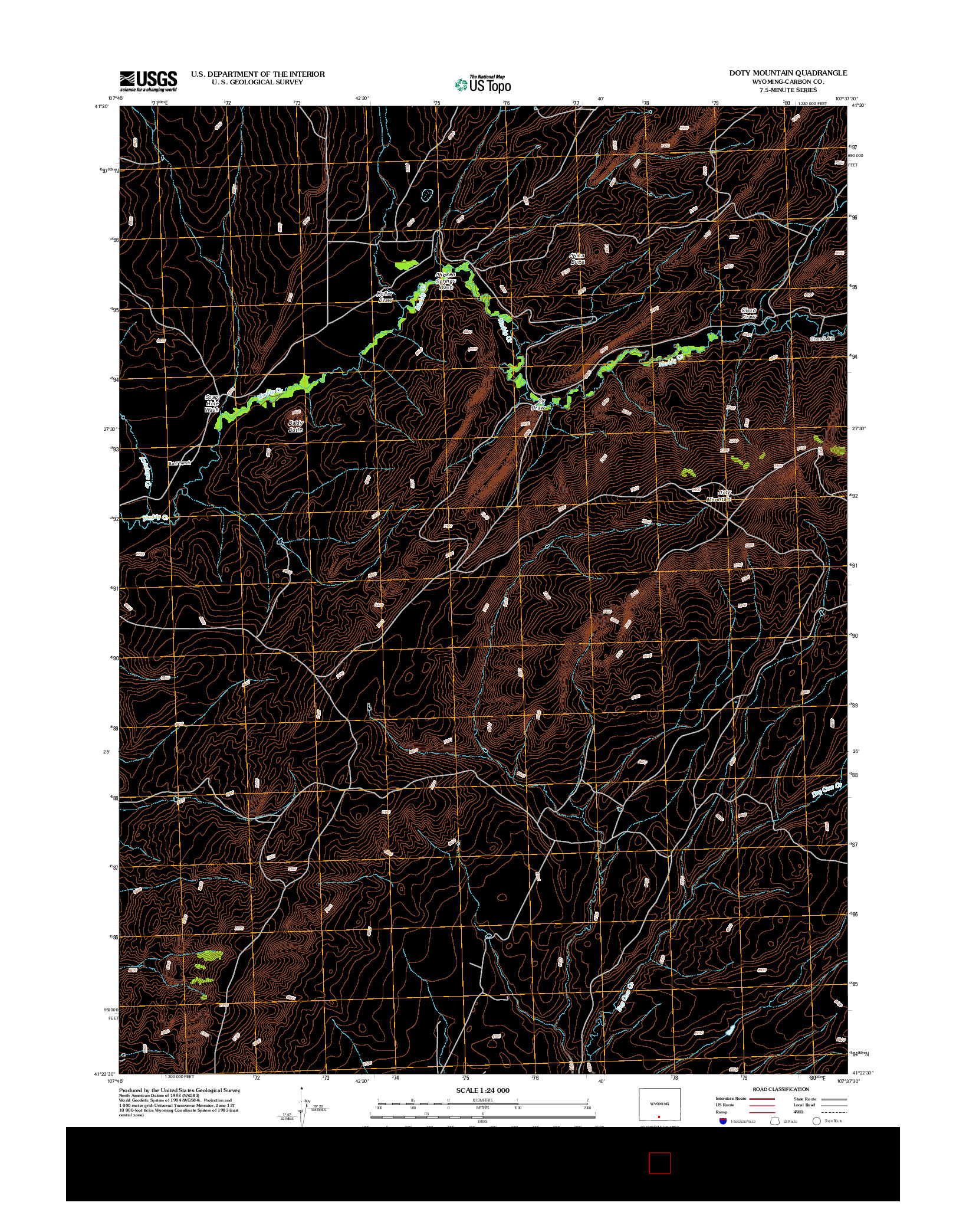 USGS US TOPO 7.5-MINUTE MAP FOR DOTY MOUNTAIN, WY 2012