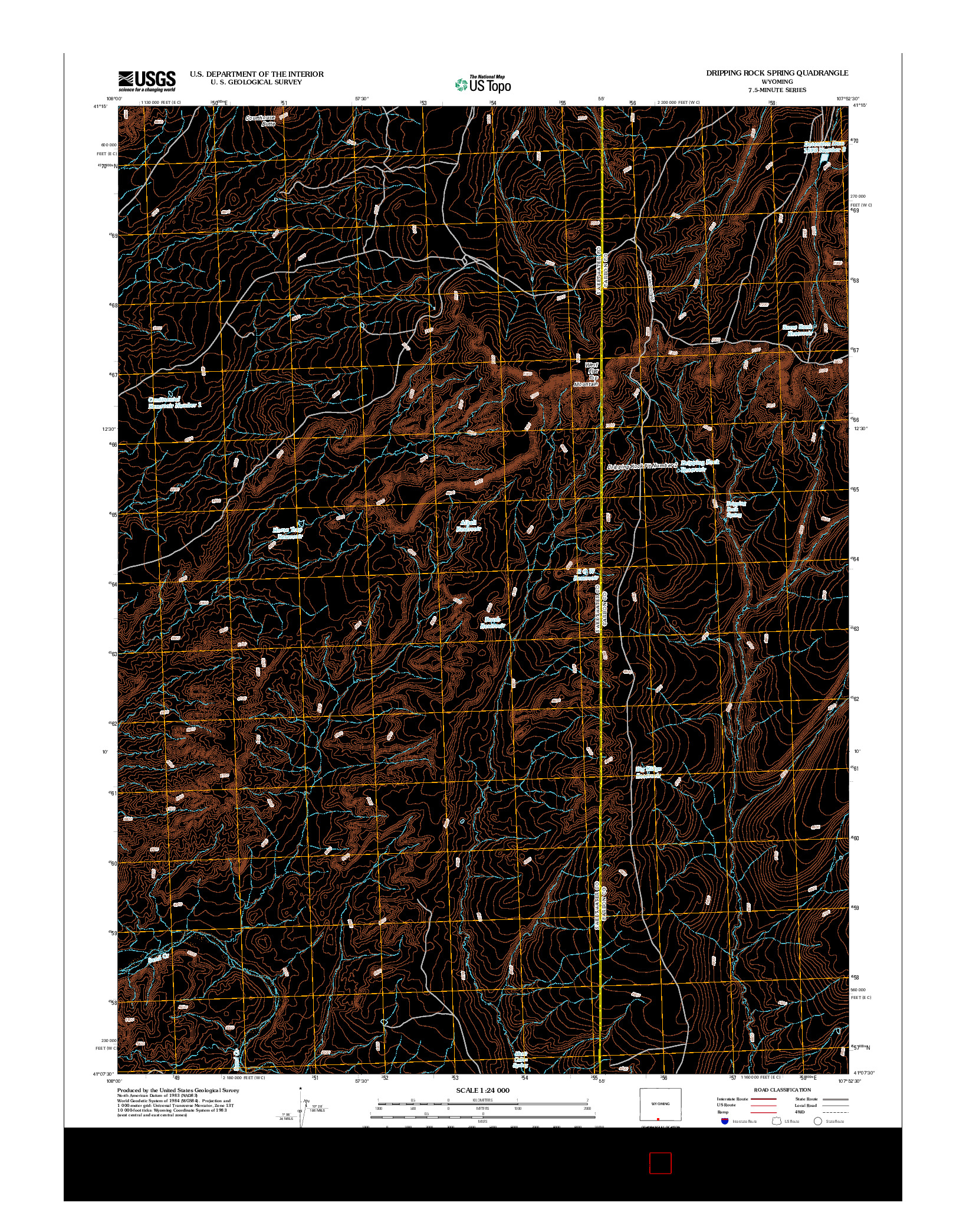 USGS US TOPO 7.5-MINUTE MAP FOR DRIPPING ROCK SPRING, WY 2012