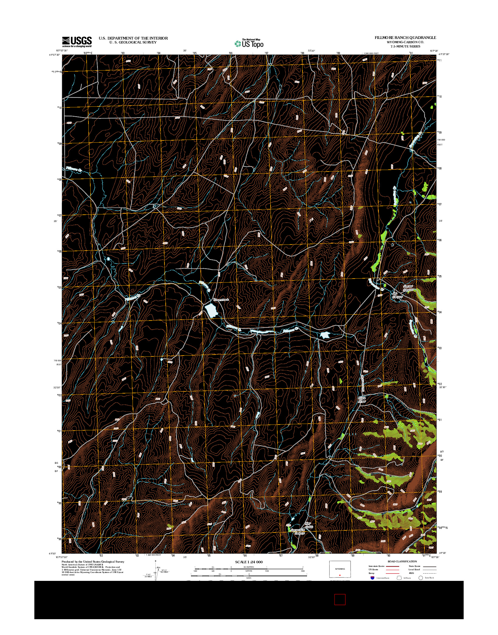 USGS US TOPO 7.5-MINUTE MAP FOR FILLMORE RANCH, WY 2012