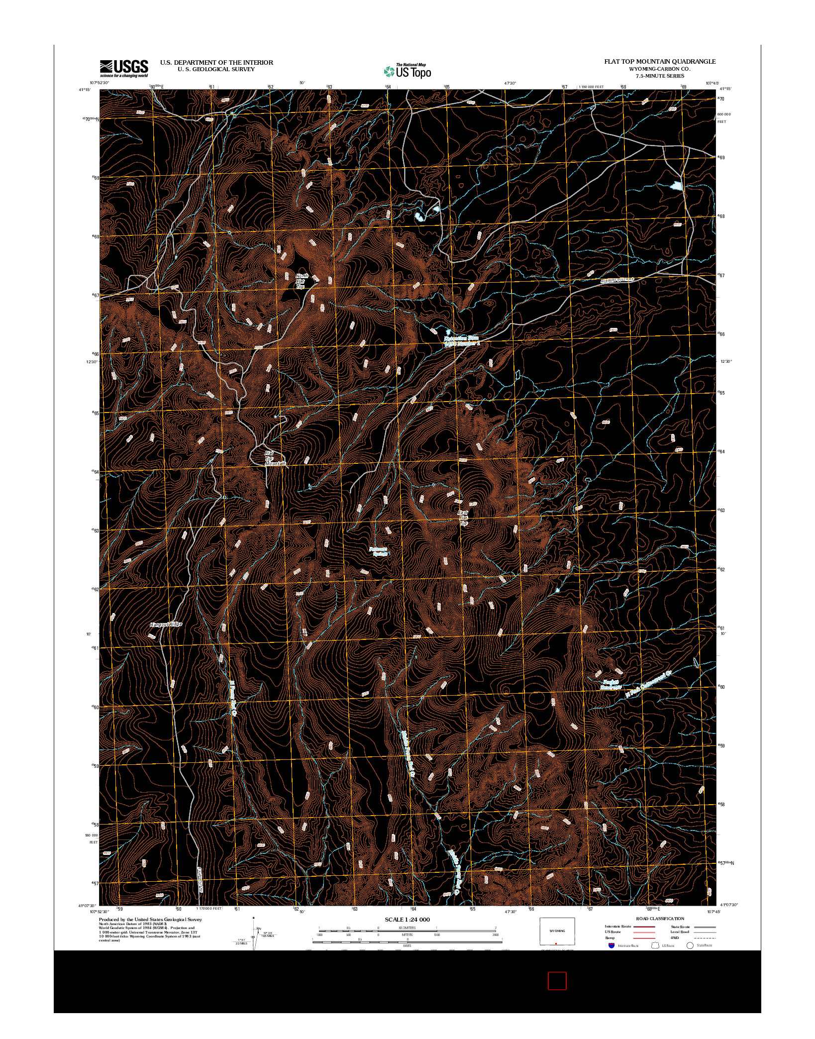 USGS US TOPO 7.5-MINUTE MAP FOR FLAT TOP MOUNTAIN, WY 2012