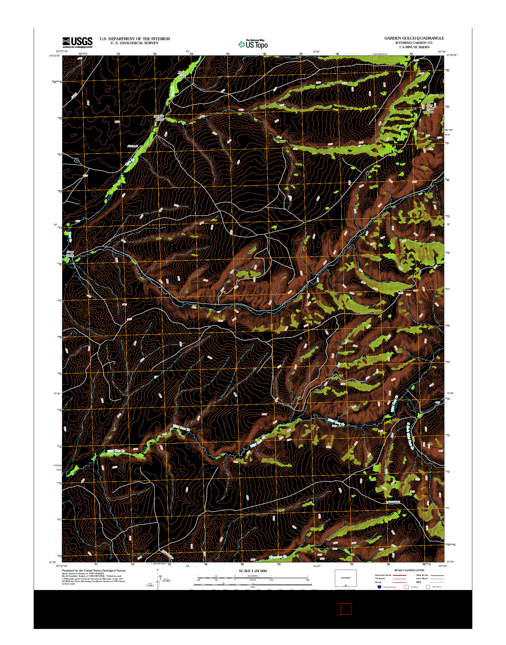 USGS US TOPO 7.5-MINUTE MAP FOR GARDEN GULCH, WY 2012
