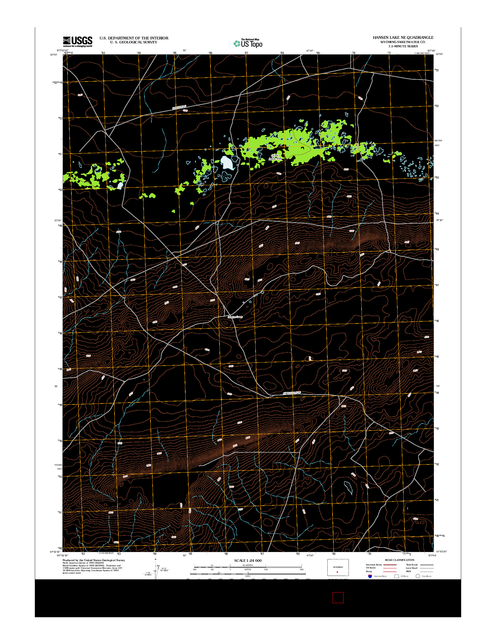 USGS US TOPO 7.5-MINUTE MAP FOR HANSEN LAKE NE, WY 2012