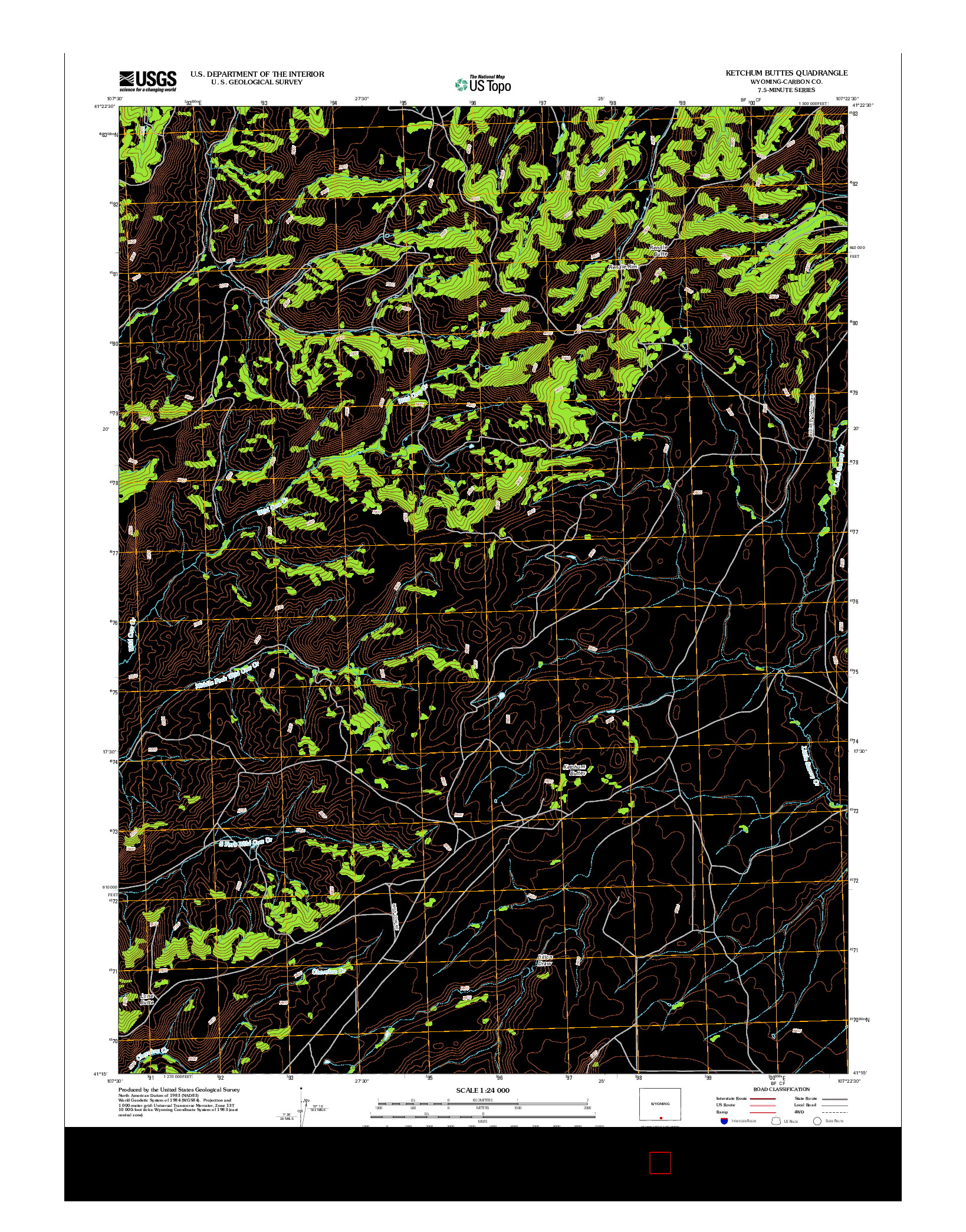 USGS US TOPO 7.5-MINUTE MAP FOR KETCHUM BUTTES, WY 2012