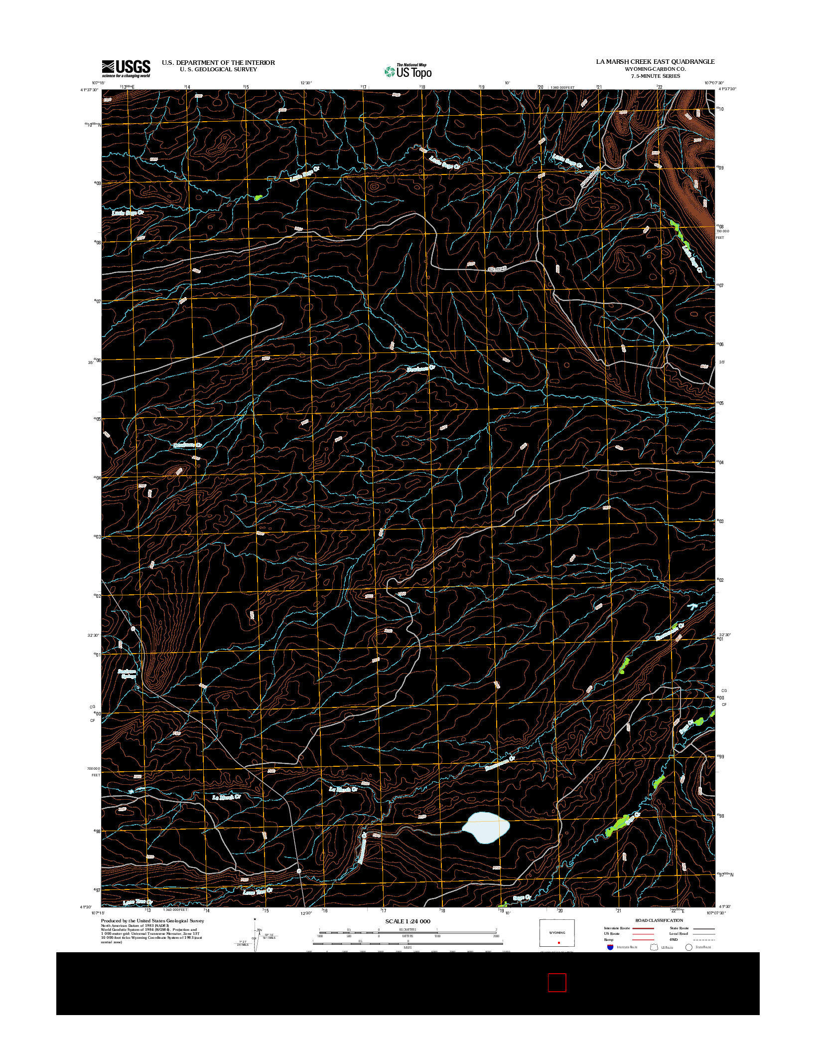 USGS US TOPO 7.5-MINUTE MAP FOR LA MARSH CREEK EAST, WY 2012