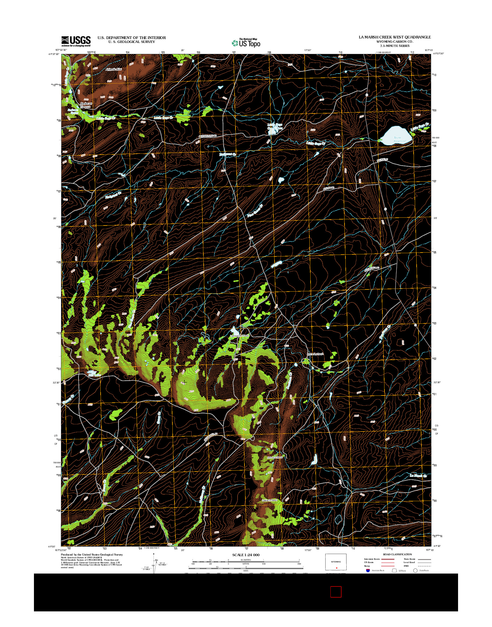 USGS US TOPO 7.5-MINUTE MAP FOR LA MARSH CREEK WEST, WY 2012