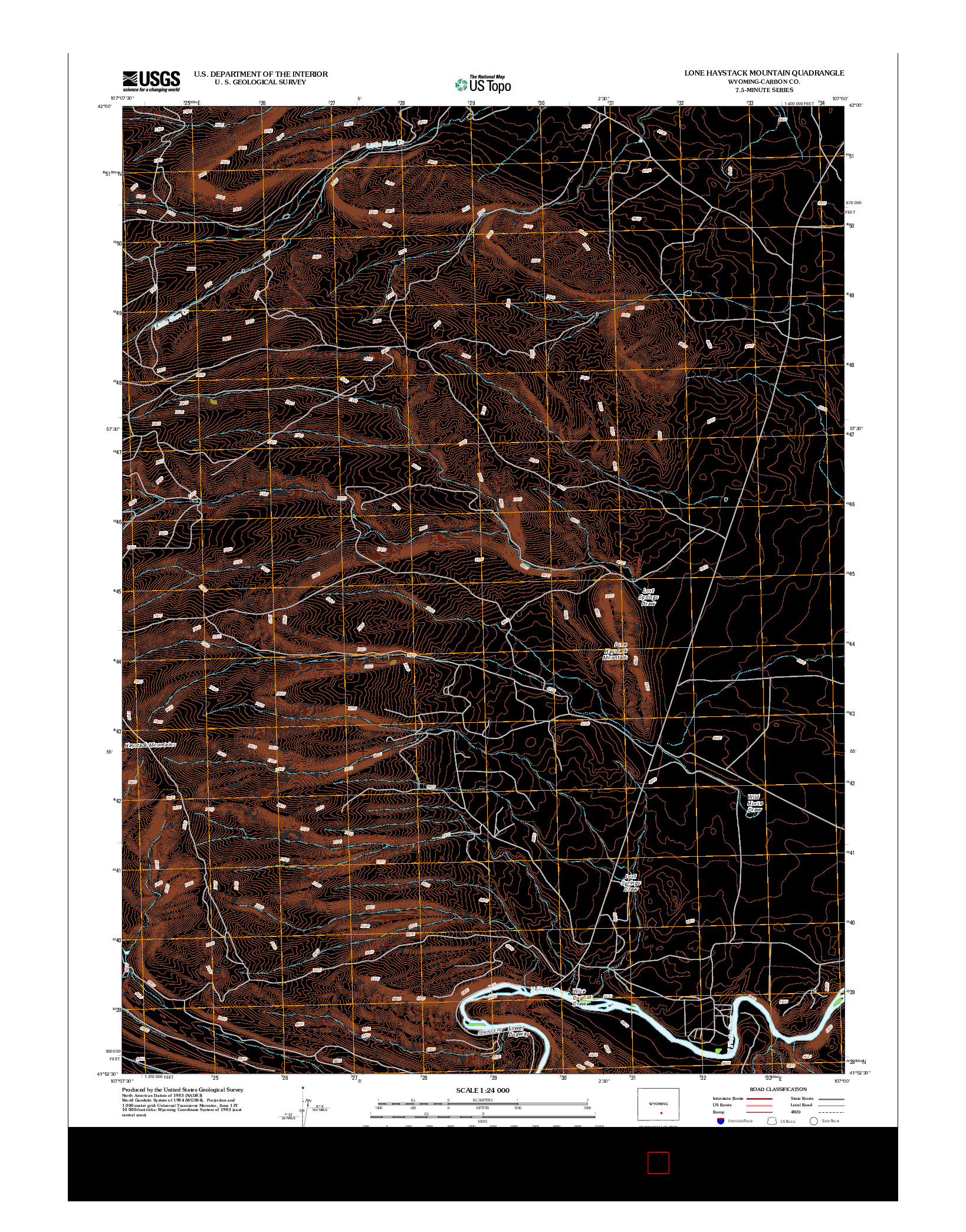 USGS US TOPO 7.5-MINUTE MAP FOR LONE HAYSTACK MOUNTAIN, WY 2012