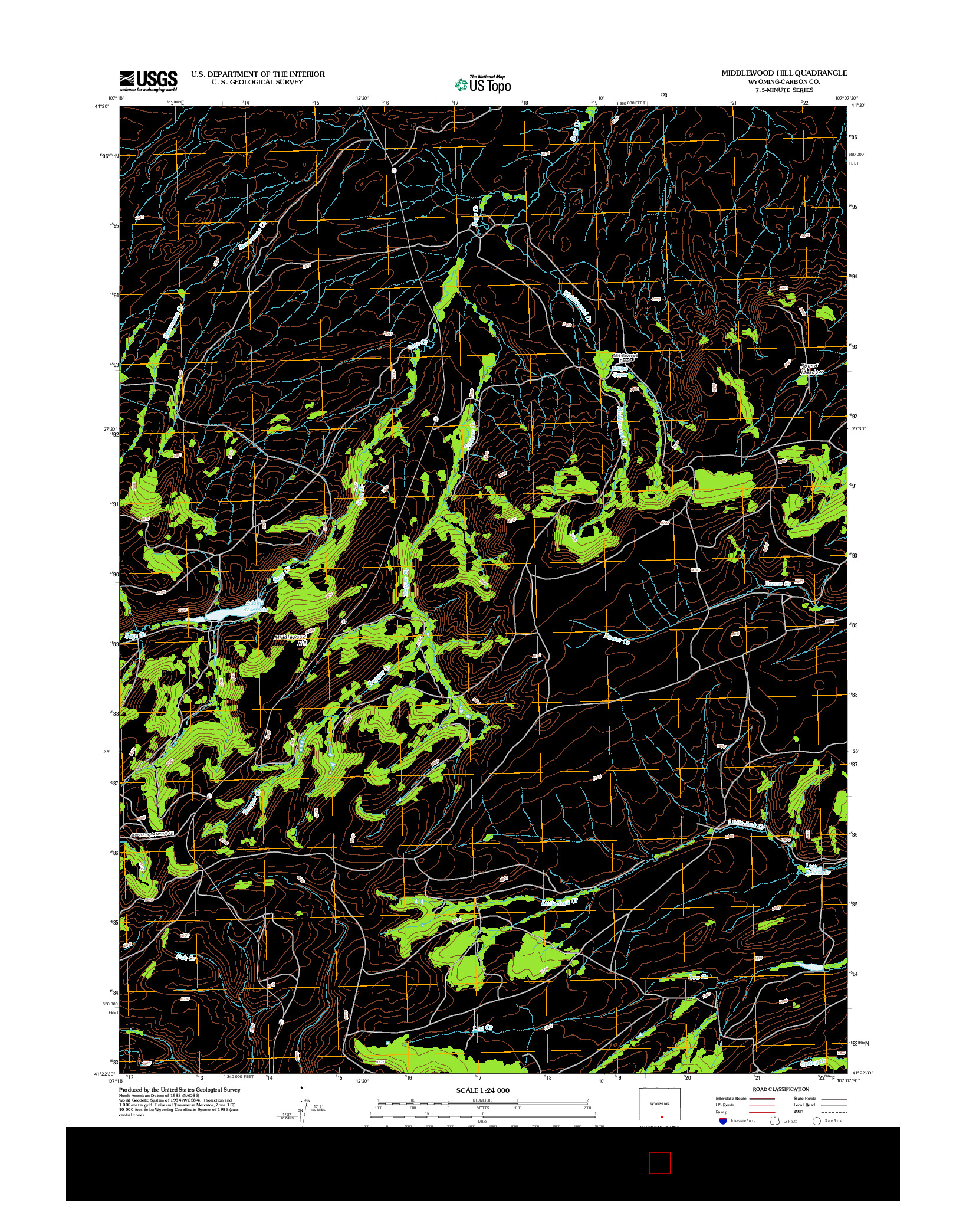 USGS US TOPO 7.5-MINUTE MAP FOR MIDDLEWOOD HILL, WY 2012