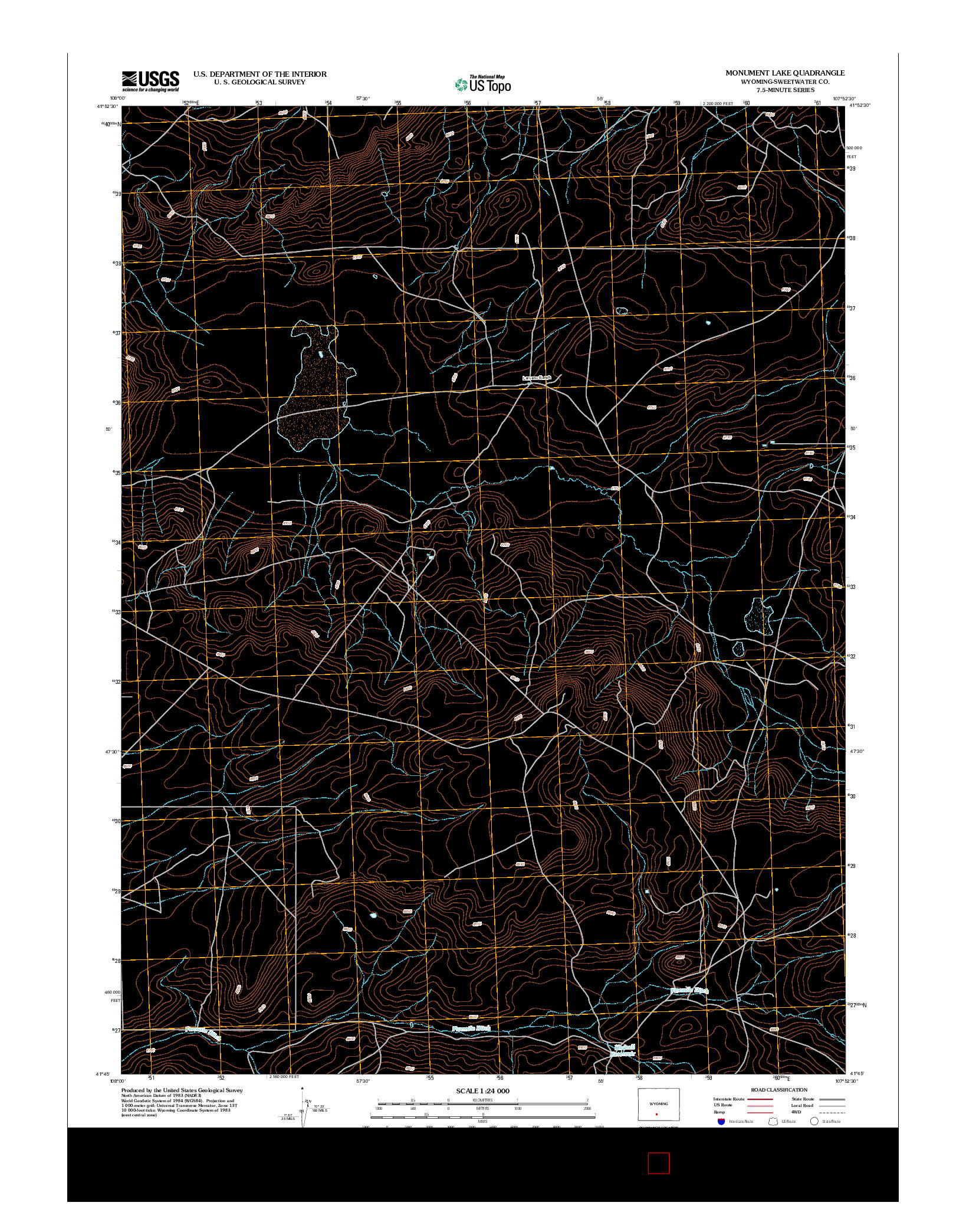 USGS US TOPO 7.5-MINUTE MAP FOR MONUMENT LAKE, WY 2012